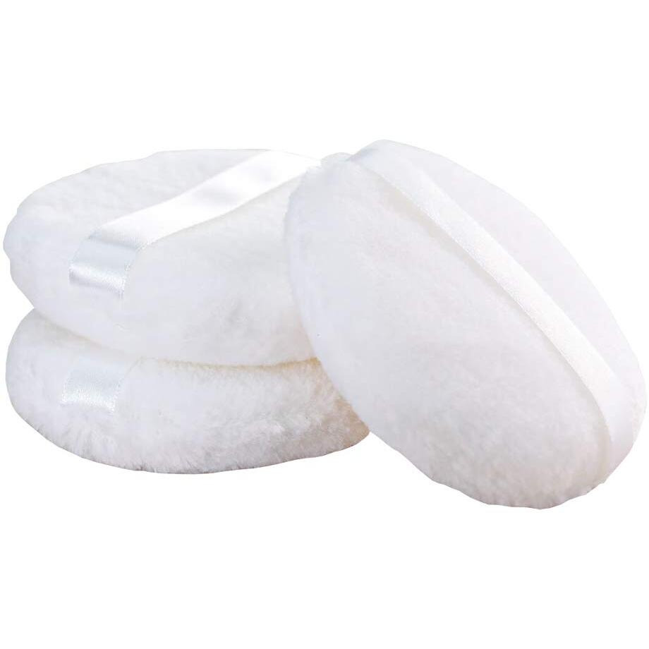 Joly Large Loose Powder Puff, 4.3'' Xxl Body Puff With Ribbon (10Pcs) White