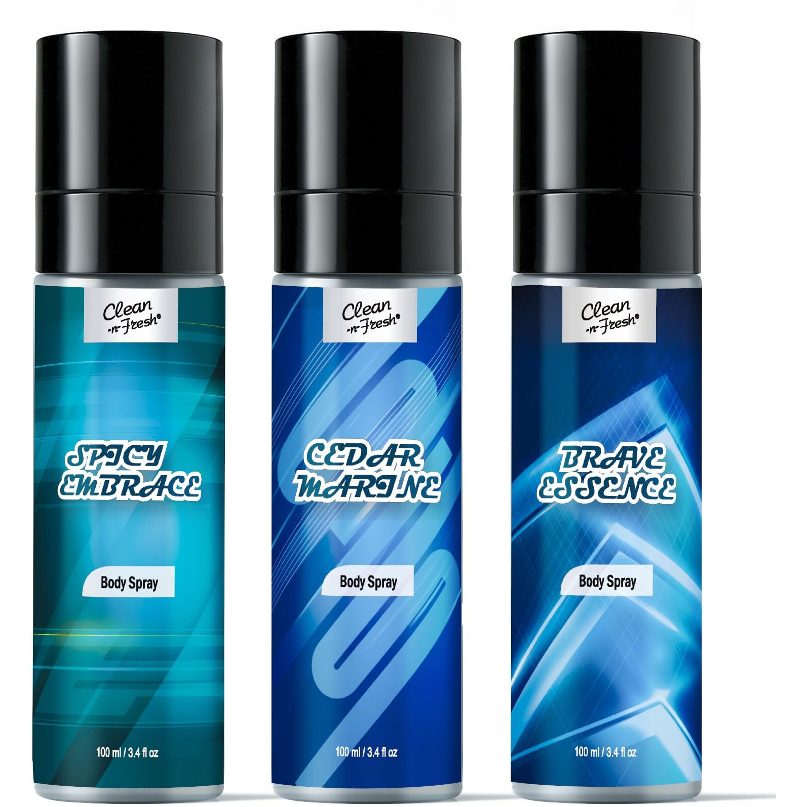 Clean-N-Fresh Body Spray For Men, Pack Of 3, Total 10.2 Fl Oz, Mens Body Spray Set