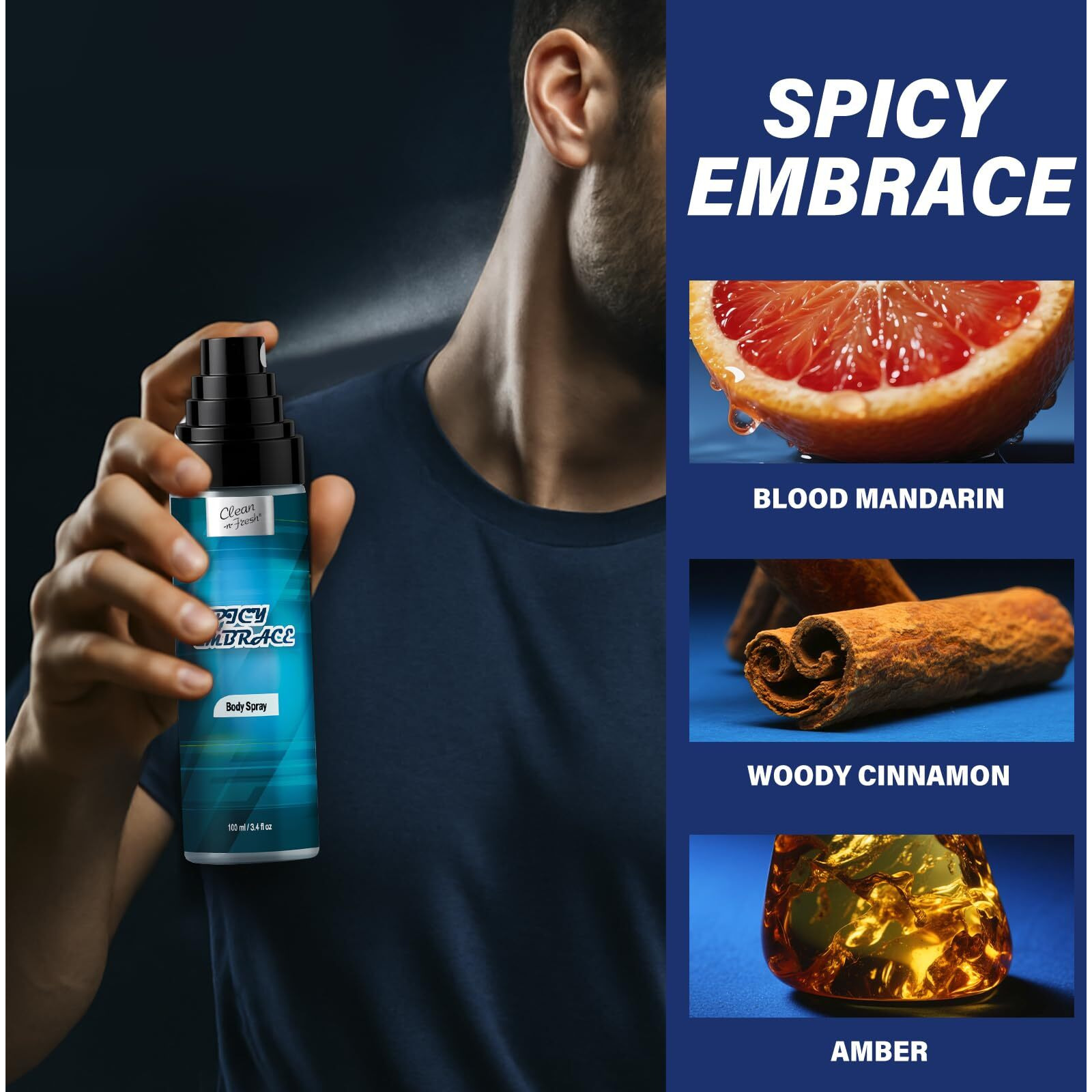 Clean-N-Fresh Body Spray For Men, Pack Of 3, Total 10.2 Fl Oz, Mens Body Spray Set