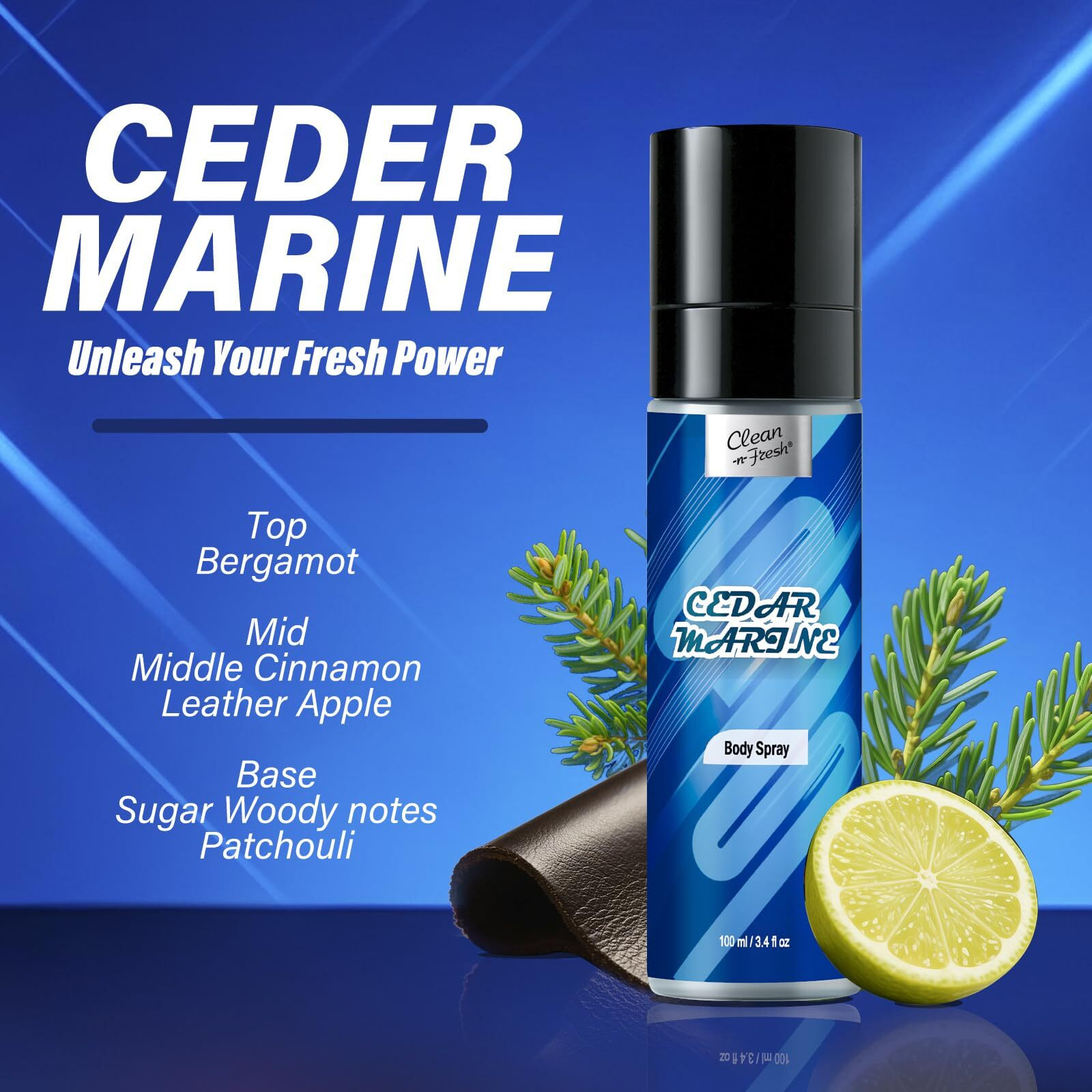 Clean-N-Fresh Body Spray For Men, Pack Of 3, Total 10.2 Fl Oz, Mens Body Spray Set