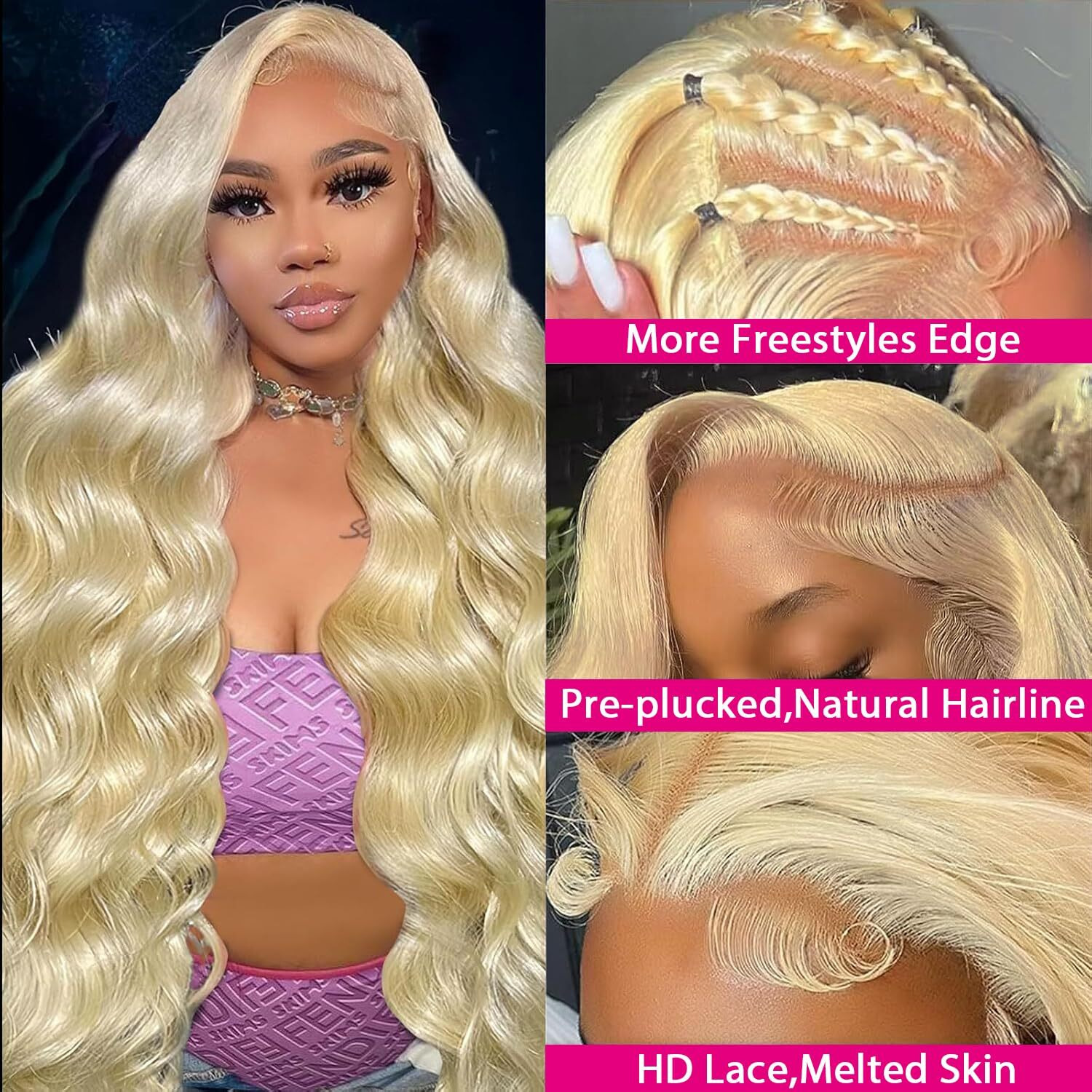 Abhayy 613 Body Wave Lace Front Wigs Human Hair 28 Inch 250% Density 13X4 Lace Front Wigs Human Hair For Black Women Glueless Wigs Lace Frontal Wigs
