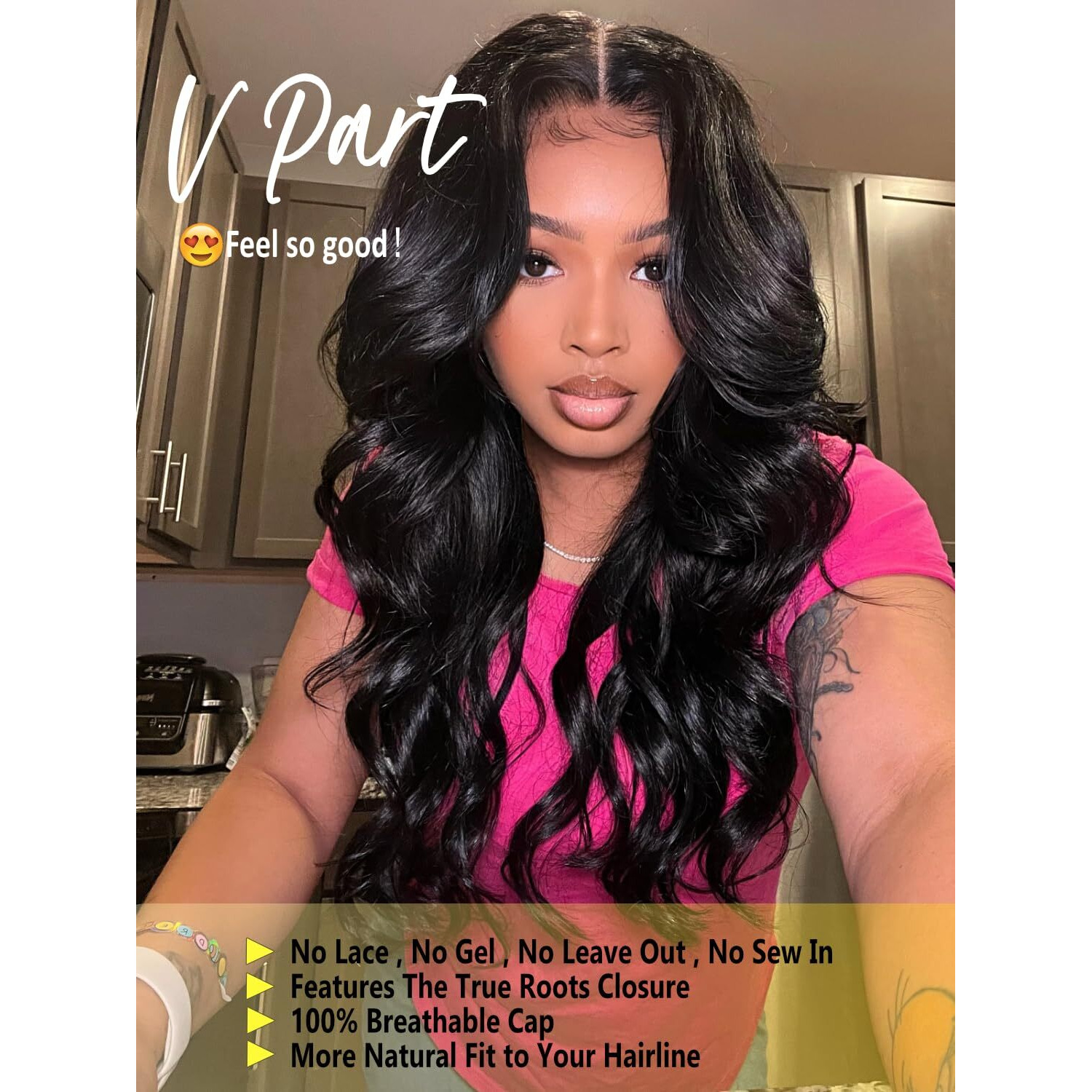 Sunber Body Wave V Part Human Hair Wigs Glueless For Women V Part Wig Human Hair No Leave Out No Glue No Gel Body Wave Upgrade V Part Wig Natural Black Color Wear And Go Beginner Friendly Wigs 20Inch