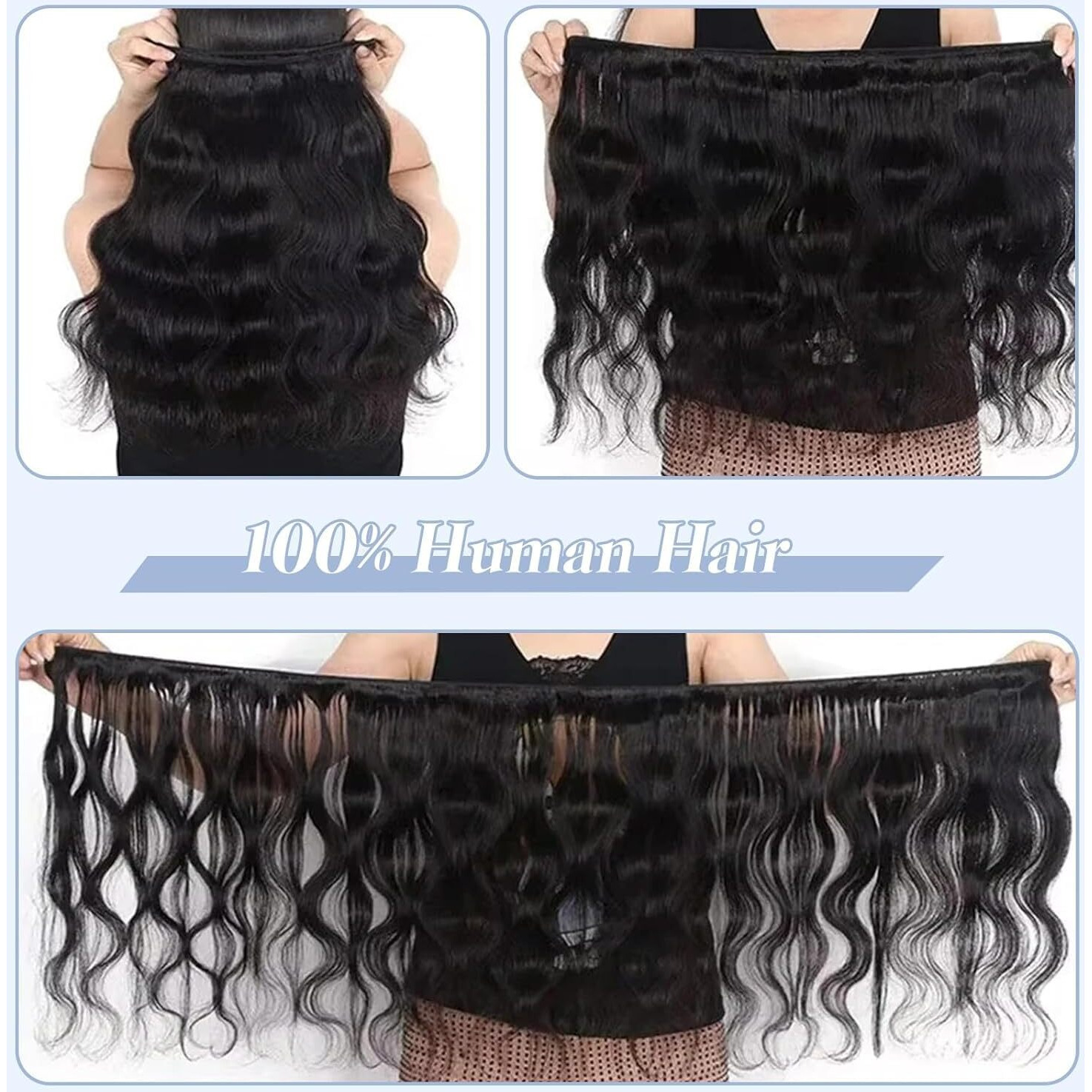 12A Human Hair Bundles Body Wave Bundles Human Hair 20 22 24 Inch 100% Unprocessed Brazilian Virgin Hair Body Wave 3 Bundles Deals Real Human Hair Extensions For Black Women Natural Black