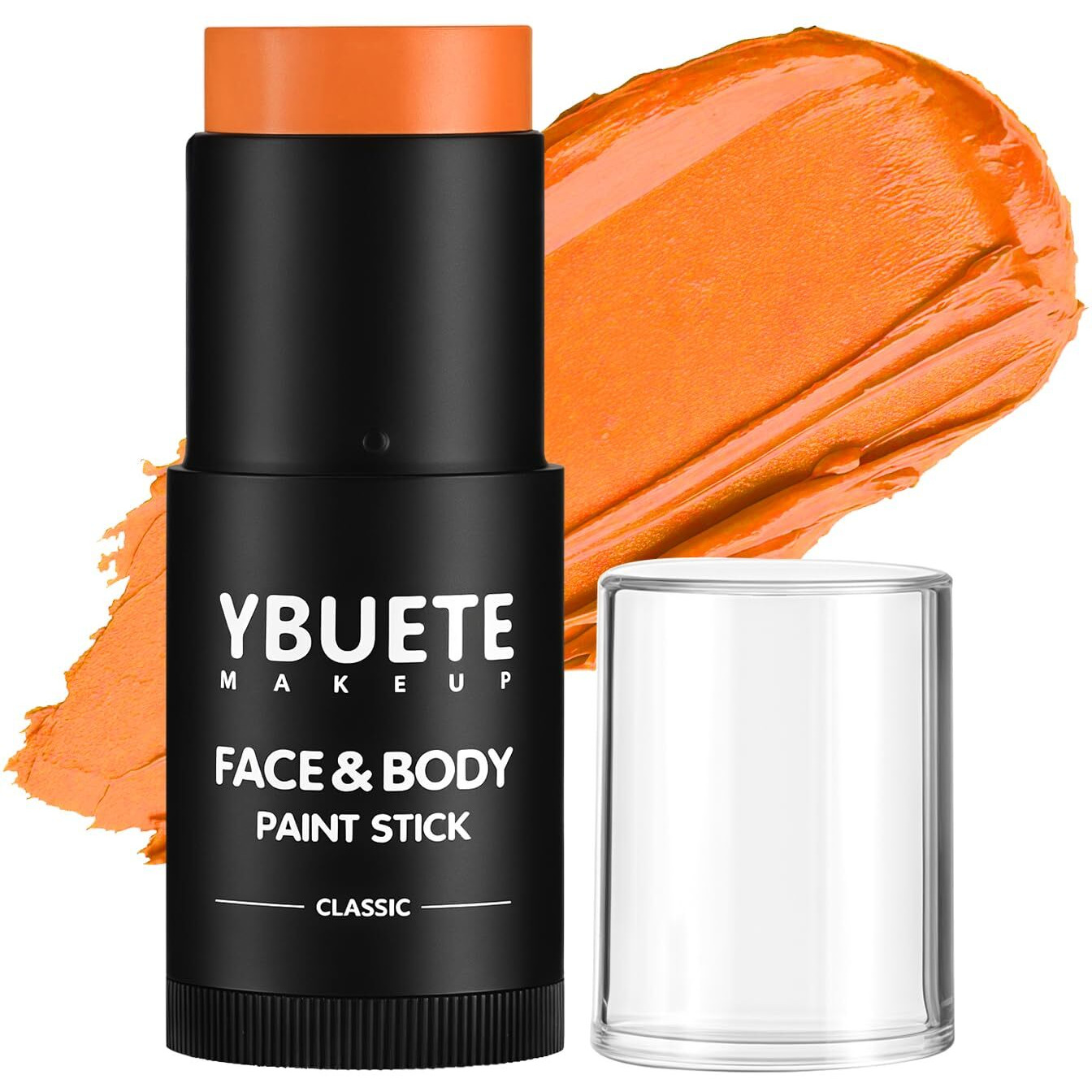 Ybuete Orange Face Body Painting Stick,Professional Orange Full-Coverage Cream Face Paint For Halloween Sfx Tiger Pumpkin Clown Cosplay, Washable Eye Stick For Adult Festival & Theater Performance