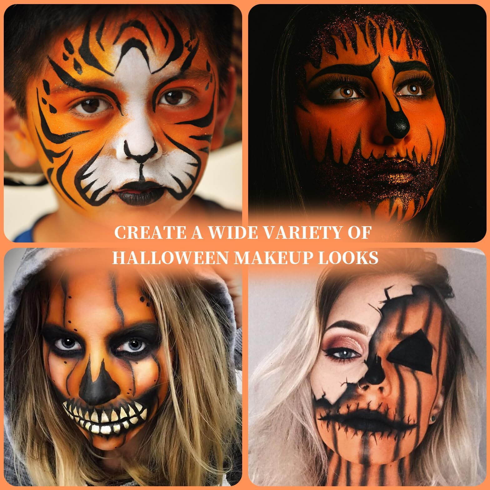 Ybuete Orange Face Body Painting Stick,Professional Orange Full-Coverage Cream Face Paint For Halloween Sfx Tiger Pumpkin Clown Cosplay, Washable Eye Stick For Adult Festival & Theater Performance
