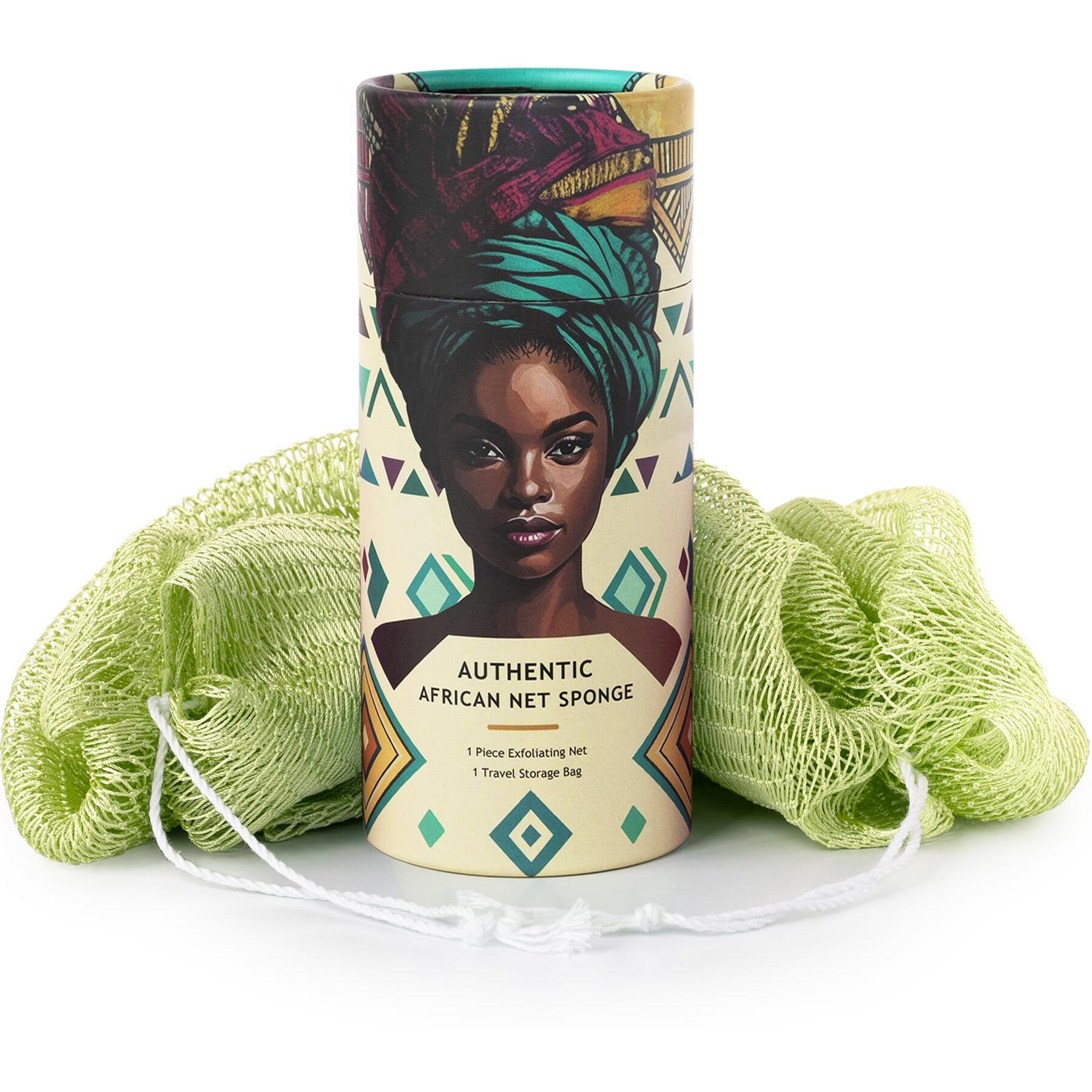 African Net Sponge Authentic - Afro Scrub Exfoliating Net Sponge With Knots - African Bath Sponges For Body Scrubber Exfoliator - Back Scrubber For Shower Bathing Accessories