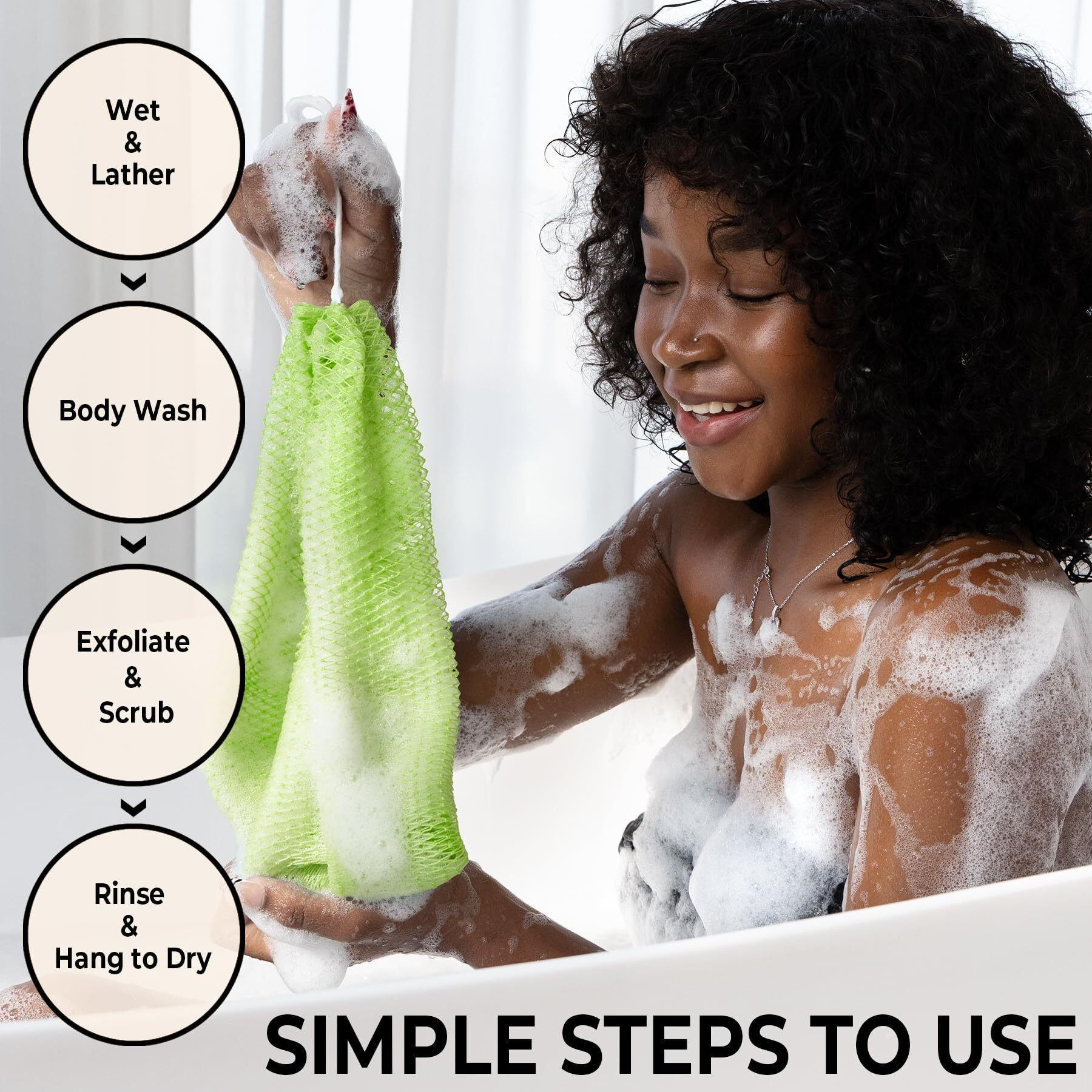 African Net Sponge Authentic - Afro Scrub Exfoliating Net Sponge With Knots - African Bath Sponges For Body Scrubber Exfoliator - Back Scrubber For Shower Bathing Accessories