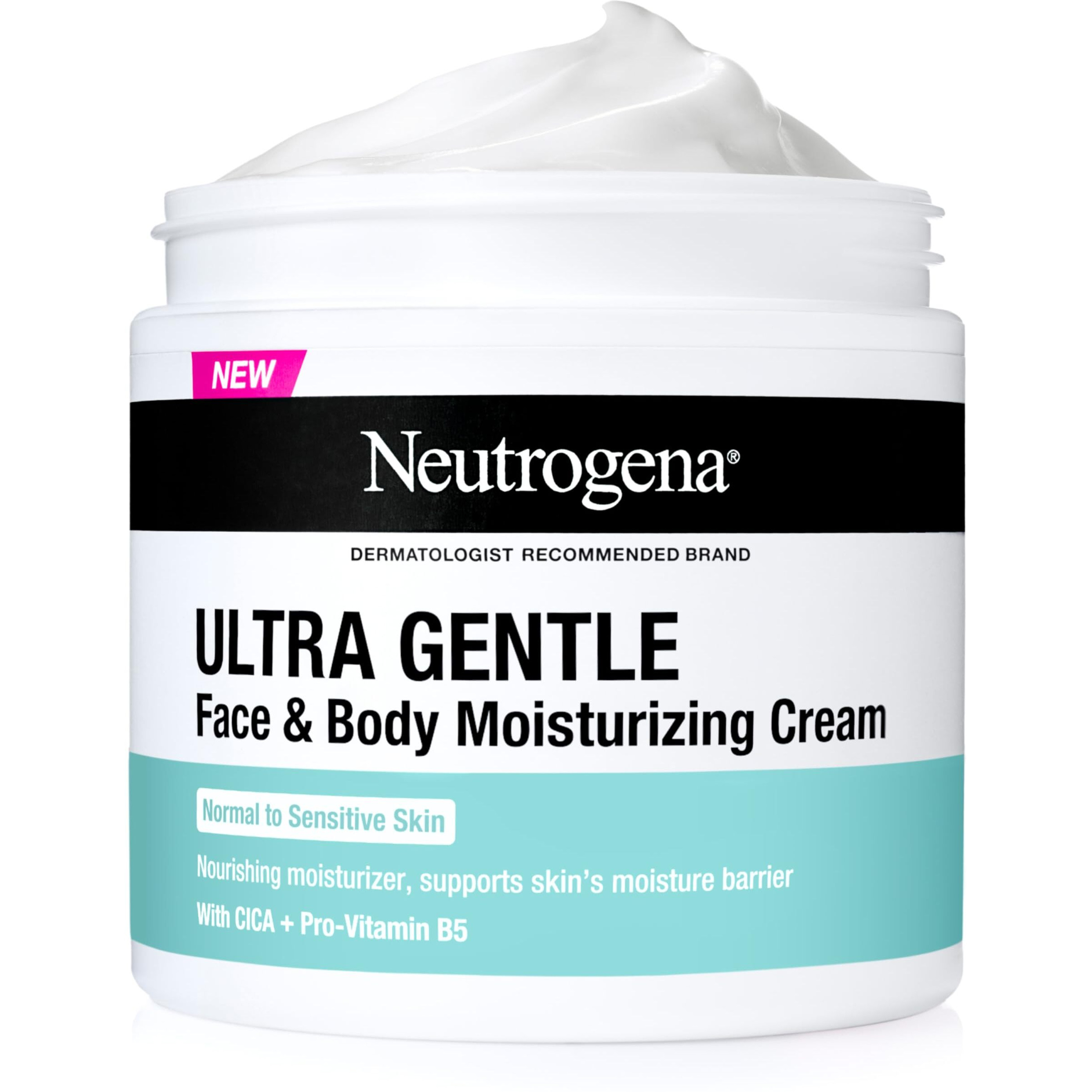 Neutrogena Ultra Gentle Face & Body Moisturizing Cream, Nourishing Face & Body Lotion Moisturizer For Normal To Sensitive Skin Leaves Skin Feeling Smooth & Healthy, Fragrance Free, 11 Oz
