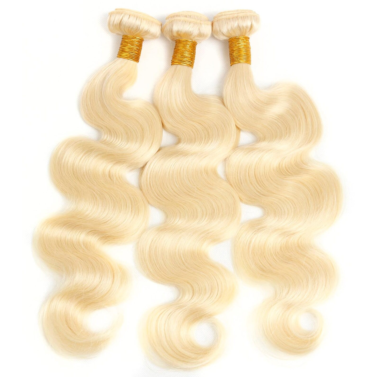 Mydiva 613 Bundles Human Hair With Frontal 24 26 28 + 20 Inch Blonde Body Wave Bundles With Frontal 13X4 Transparent Lace 100% Unprocessed Virgin Human Hair Weave Extensions With Frontal
