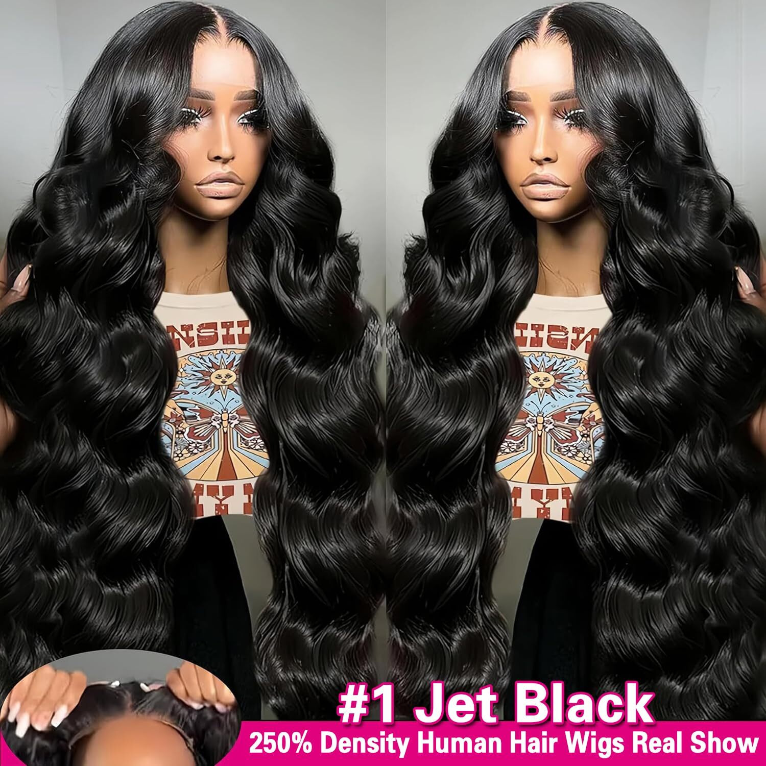 Sterly 18 Inch 13X6 Lace Front Wigs Human Hair 250% Density Hd Body Wave Lace Front Wigs Human Hair Pre Plucked Wigs Human Hair For Women Gluless Wigs With Baby Hair 1 Jet Black