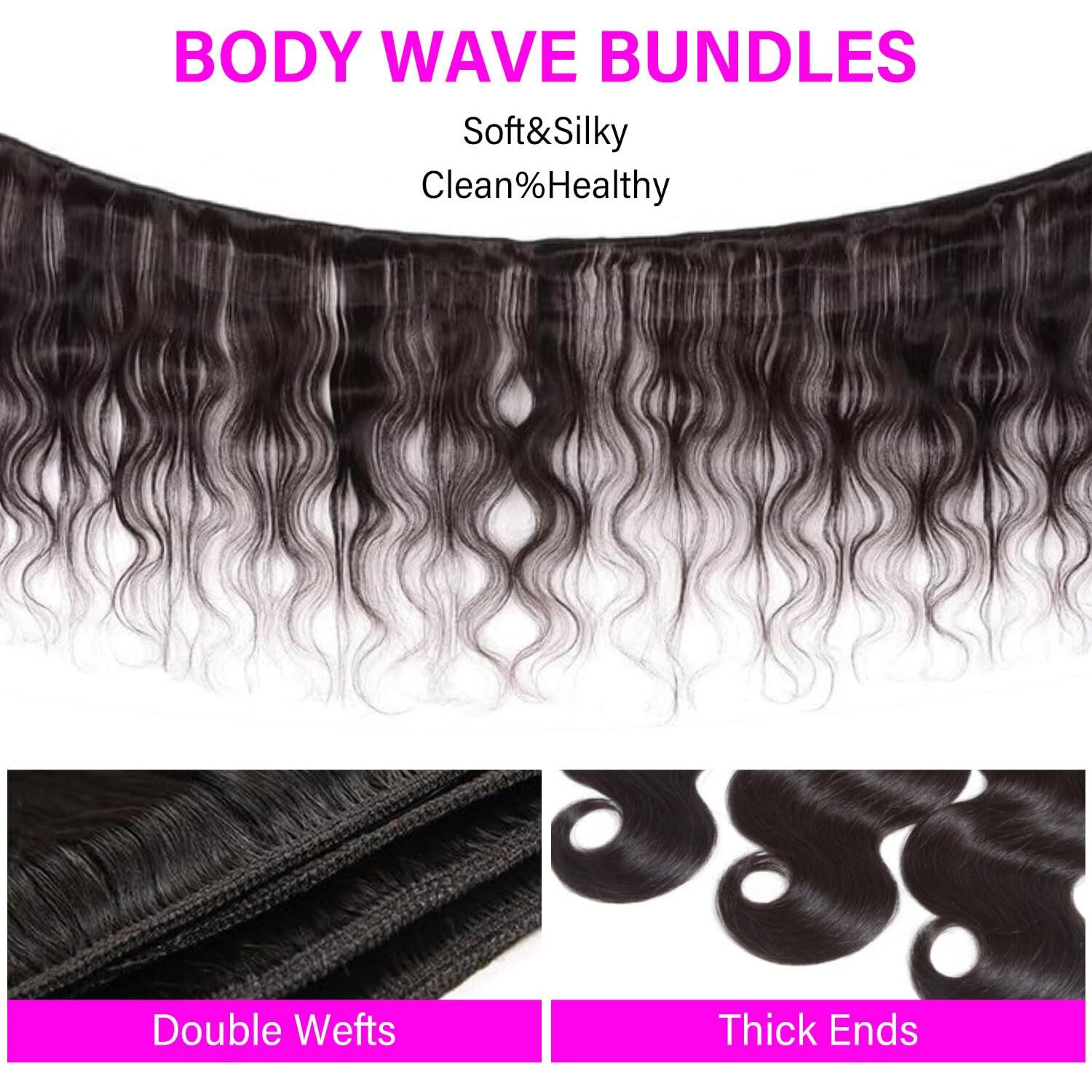 12A Human Hair Bundles 16 18 20 Inch Body Wave 3 Bundles Human Hair 100% Unprocessed Brazilian Virgin Hair Bundles Deals Quick Weave Hair Extension Natural Black