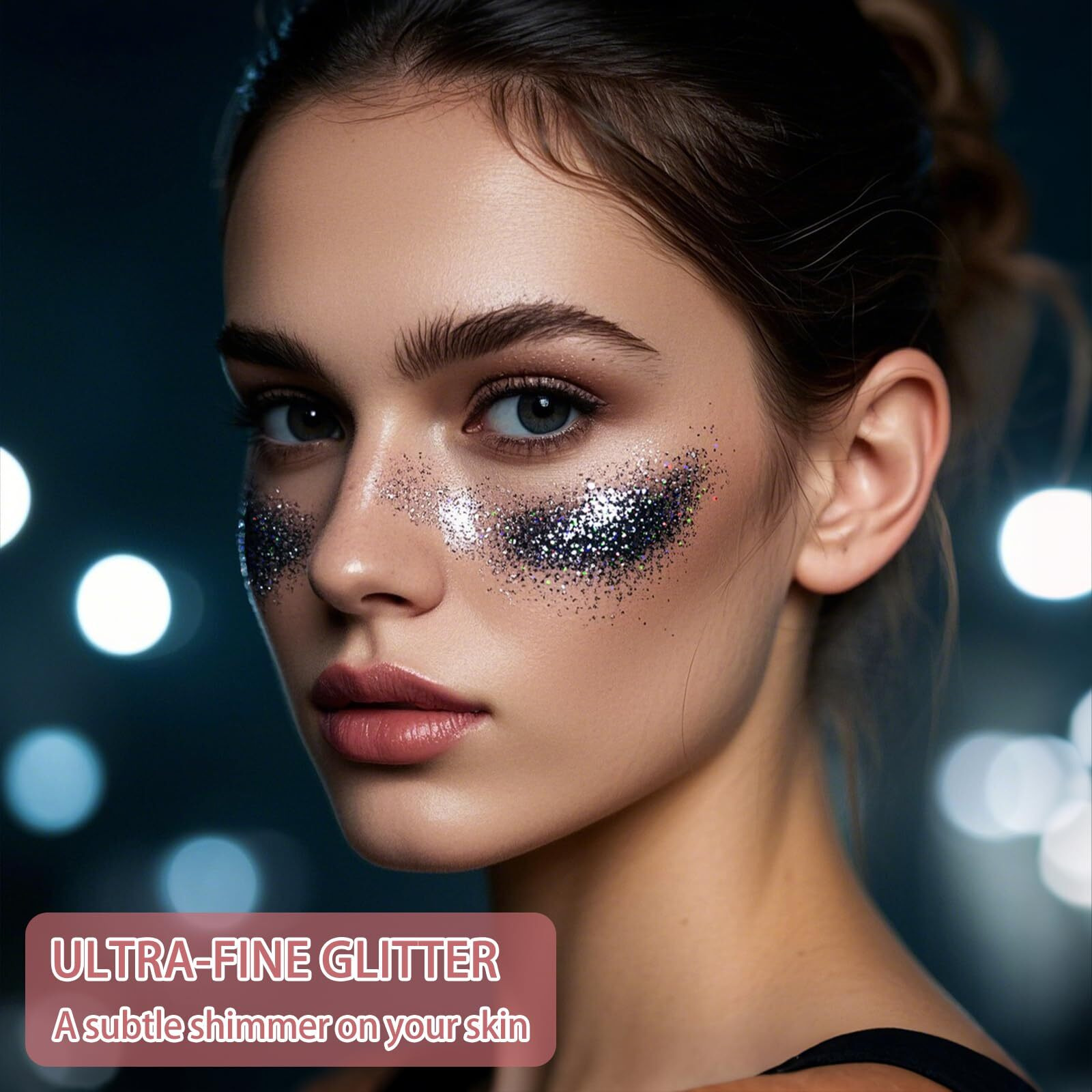 Etercycle Black Body Glitter, Hair Glitter Spray Fine Face Shimmer Powder, Longwear And Quick Drying Body Glitter Sparkly Glitter Gifts For Rave Clothes Nail Art Easter Christmas Halloween Crafts