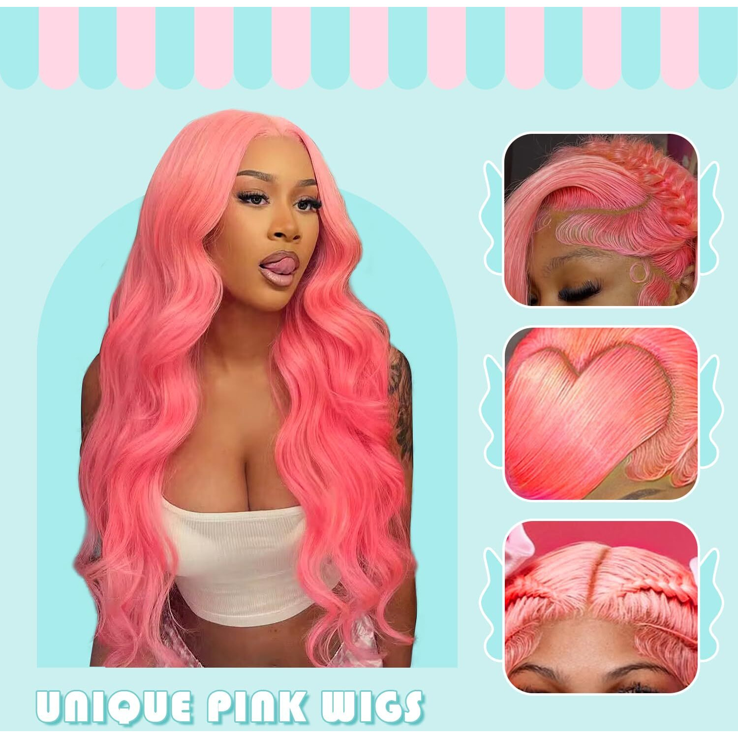 Shciyair Pink Lace Front Wig Human Hair 20 Inch 13X4 Body Wave Lace Front Wigs Human Hair Pre Plucked 200 Density Pink Human Hair Wig Colored Hd Lace Frontal Wigs For Women