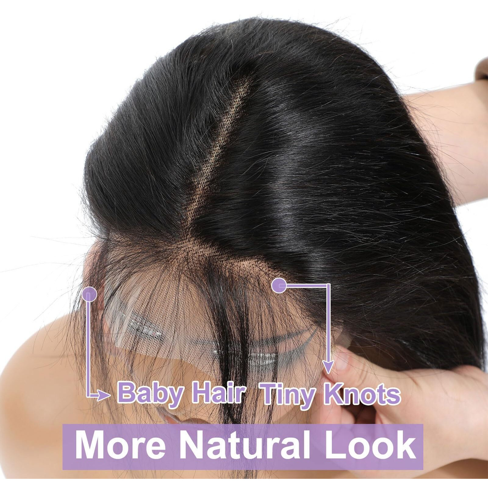 Dsekcain Hd Frontal 13X6 Lace Frontal Hd Lace Body Wave 20 Inch Transparent 13X6 Closure 100% Real Human Hair Ear To Ear Big Space Long Departing Free Part Natural Black 1B Color