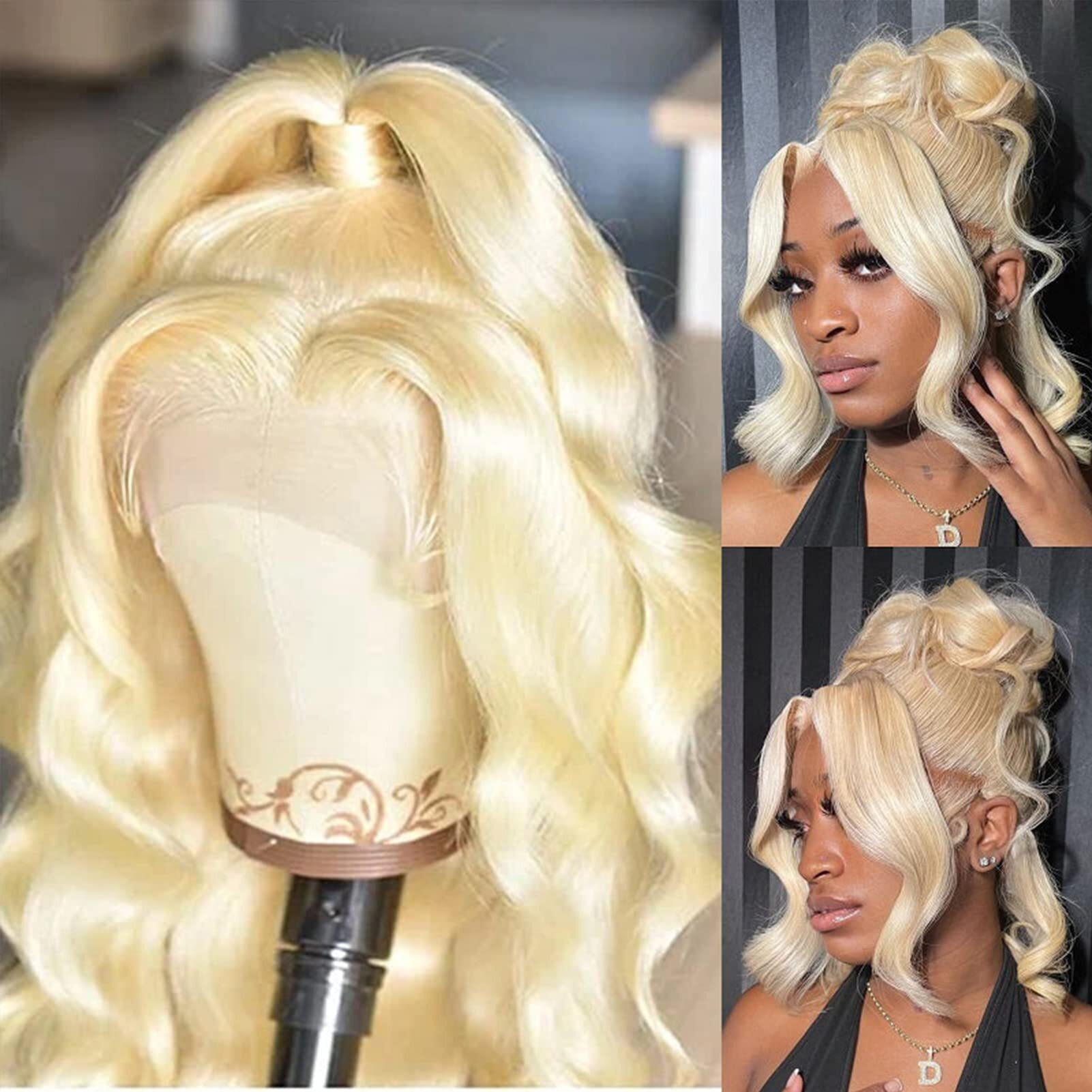 Fashion Plus 613 Human Hair Wigs - Blonde Body Wave 180% Density 15A Hd Transparent Full Handmade Invisible Whole Lace Wig