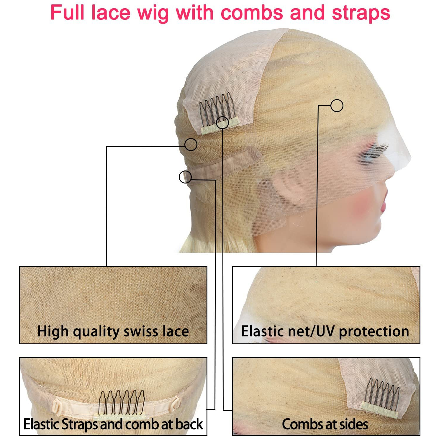Fashion Plus 613 Human Hair Wigs - Blonde Body Wave 180% Density 15A Hd Transparent Full Handmade Invisible Whole Lace Wig