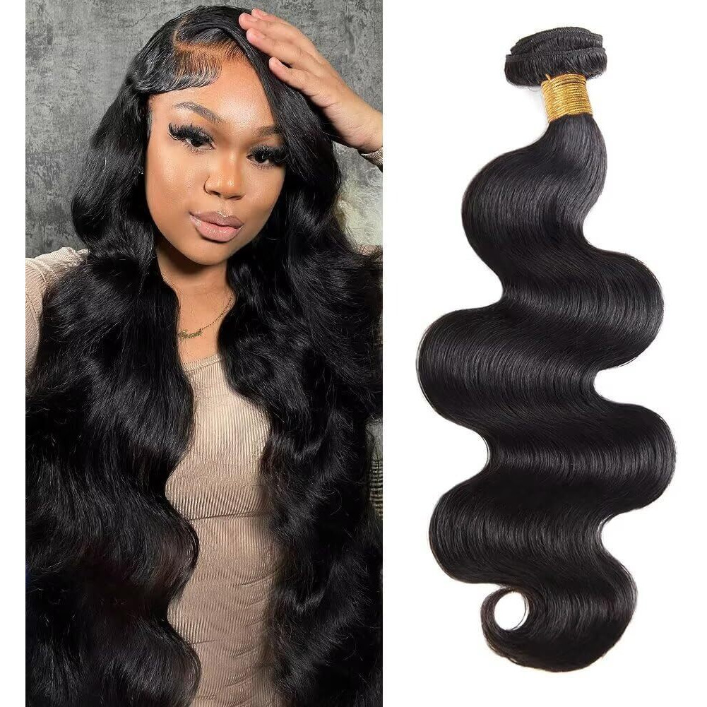12A Human Hair Bundles 26 Inch Body Wave Bundles Human Hair 100% Unprocessed Brazilian Virgin Weave 1 Bundle For Women Natural Black Wavy Human Hair Extensions