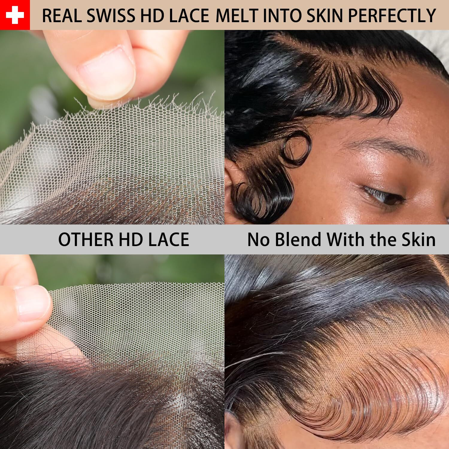 13X4 Hd Lace Frontal Skinlike Real Hd Body Wave Bleached Single Knots Ultra-Thin Closure Virgin Human Hair 0.1 Mm Pre Plucked Hairline Natural Black 16 Inch