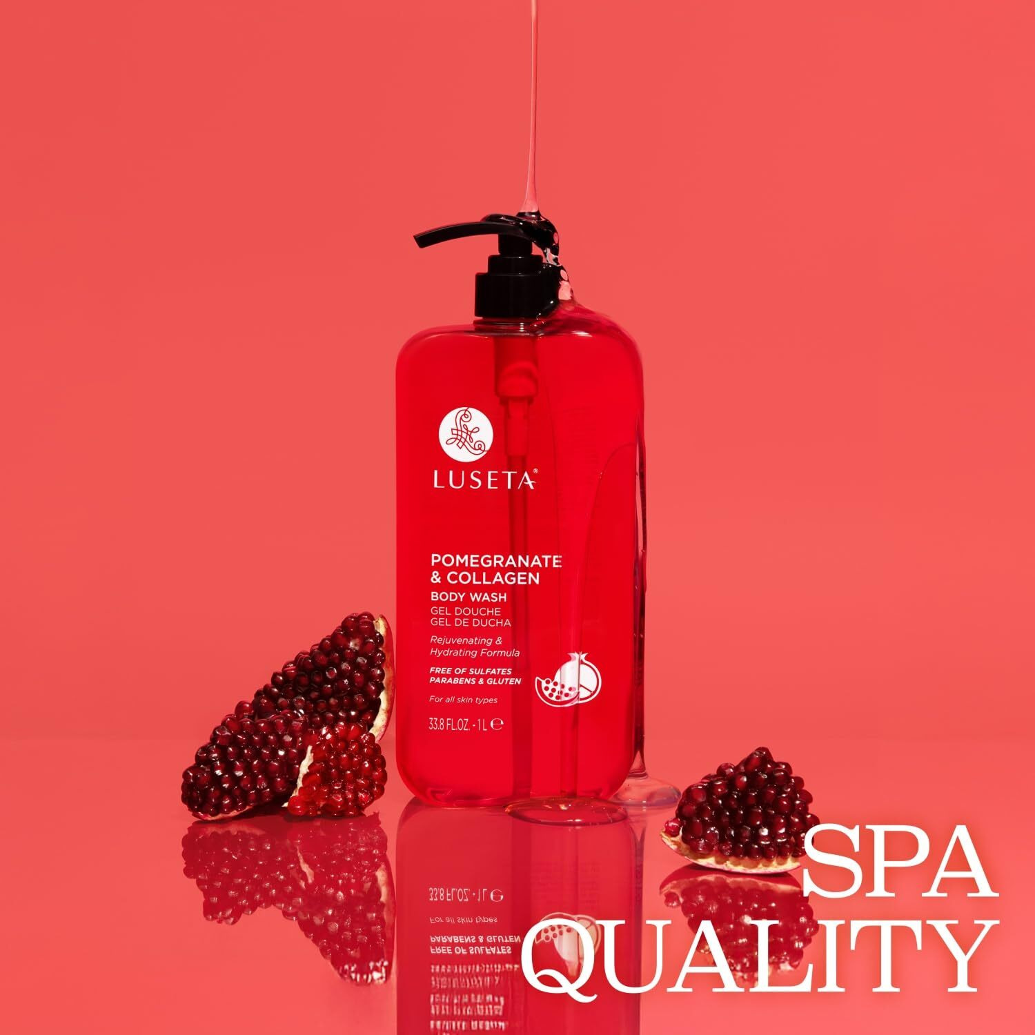Luseta Pomegranate & Collagen Body Wash Rejuvenating Shower Gel Body Cleanser For All Skin Types Moisturizing And Hydrating Dry Skin 33.8Oz