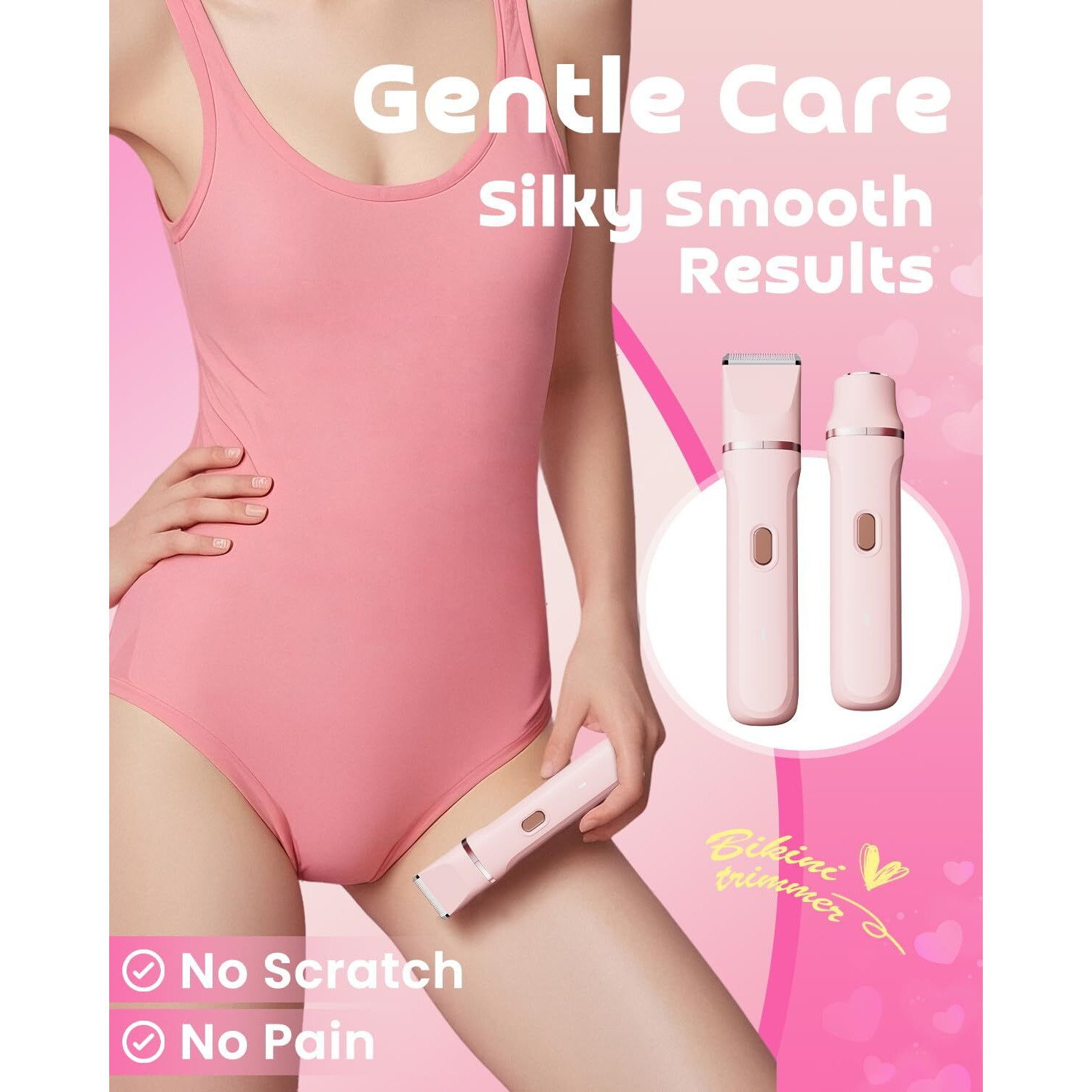 Bikini Trimmer For Women, Dovety 3 In 1 Painless Electric Razors For Women, Rechargeable Pubic Hair Trimmer Electric Shaver For Legs Body Facial Hair, Ipx7 Waterproof, Ceramic Blade, Usb Charge Dock