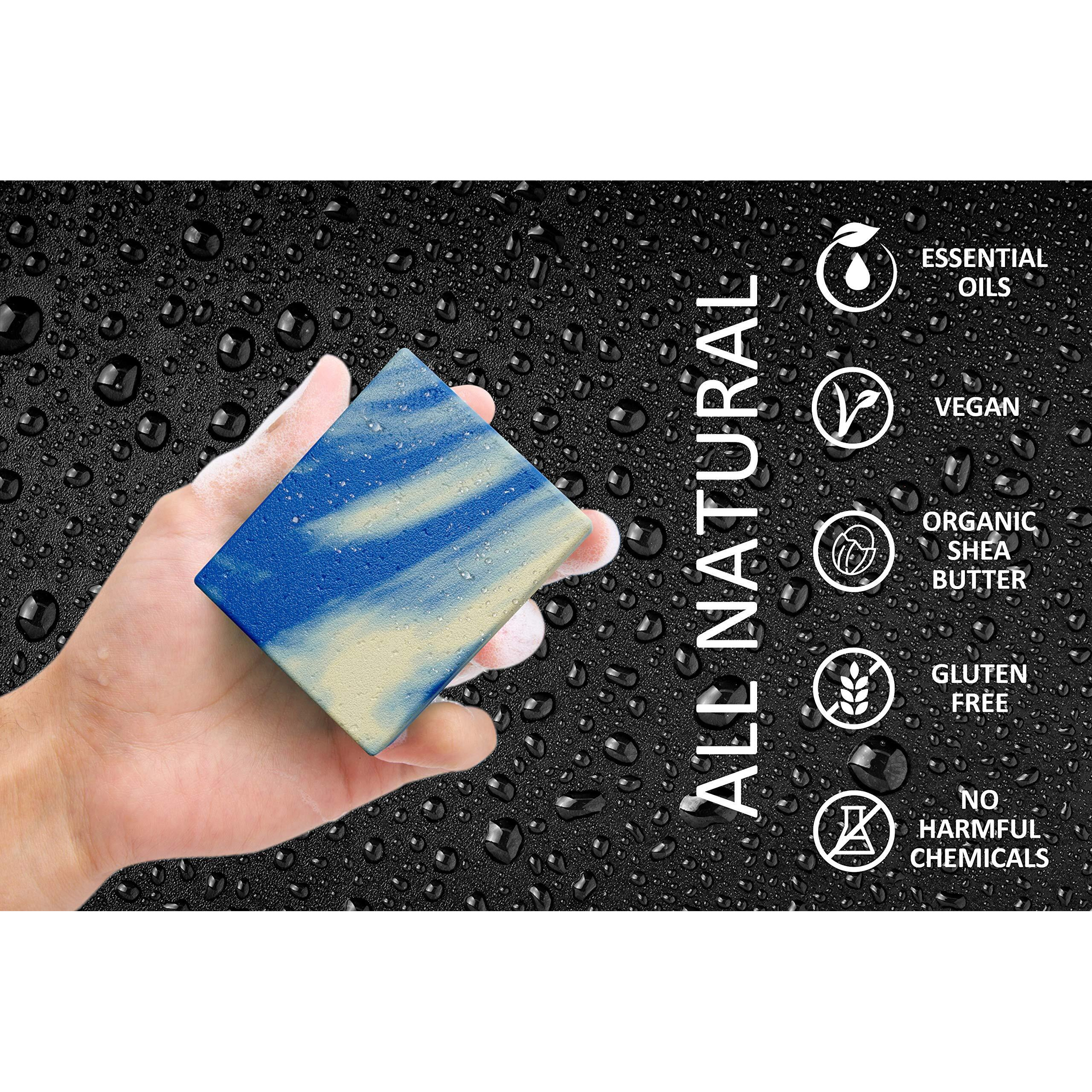 Natural American Mens Organic Bar Soap, Masculine Scents, 100% Natural Soap For Men - Essential Oils, Organic Shea Butter Natural Body Soap, Natural Bar Soap For Men - Soldier Body Soap 5 Oz (6Pk)