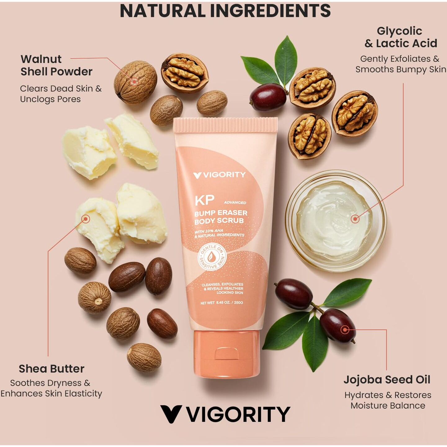 Kp Bump Eraser Body Scrub - Keratosis Pilaris Treatment For Strawberry Legs, Chicken Skin - Exfoliating Body Scrub For Women & Men