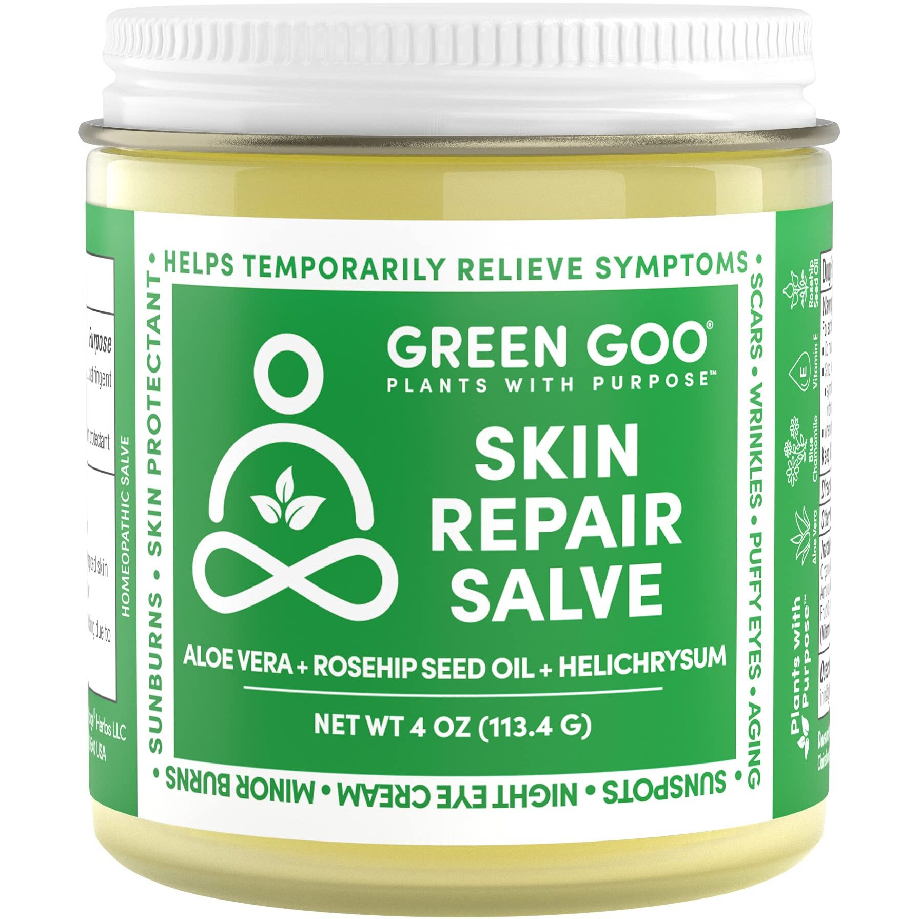 Green Goo Skin Repair Healing Salve, Natural Body & Face Moisturizer With Aloe Vera, Improves Skin's Appearance, Great For Scarring & Wrinkles, 4 Oz