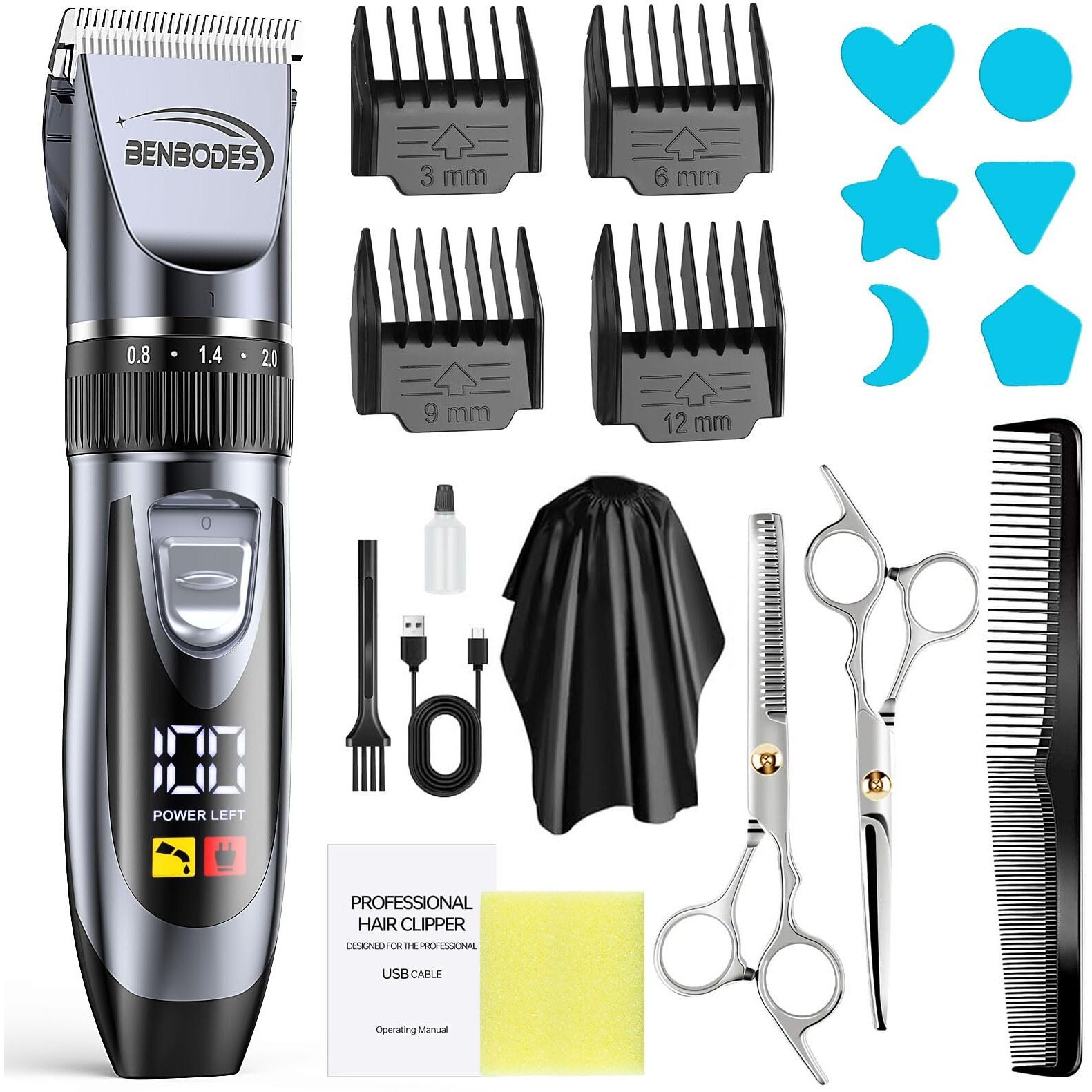 Men's Hair Clippers & Beard Trimmer Grooming Kit All-In-One Professional Haircut Kit For Household, Rechargeable, Corded & Cordless With Led Display For Trimmer Hair And Body Care,Convenient At Home
