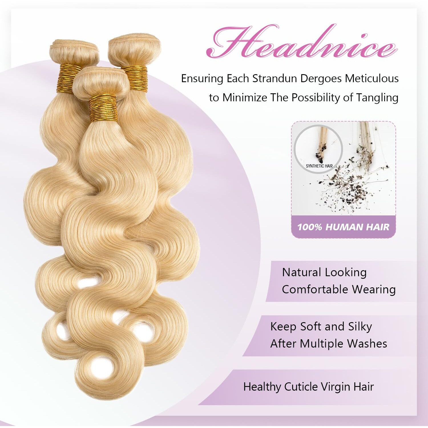 613 Bundles Human Hair Body Wave 18 20 22 Inch Blonde Human Hair 3 Bundles 12A Grade 100% Unprocessed Brazilian Virgin Hair 613 Body Wave Bundle 300G Machine Double Weft