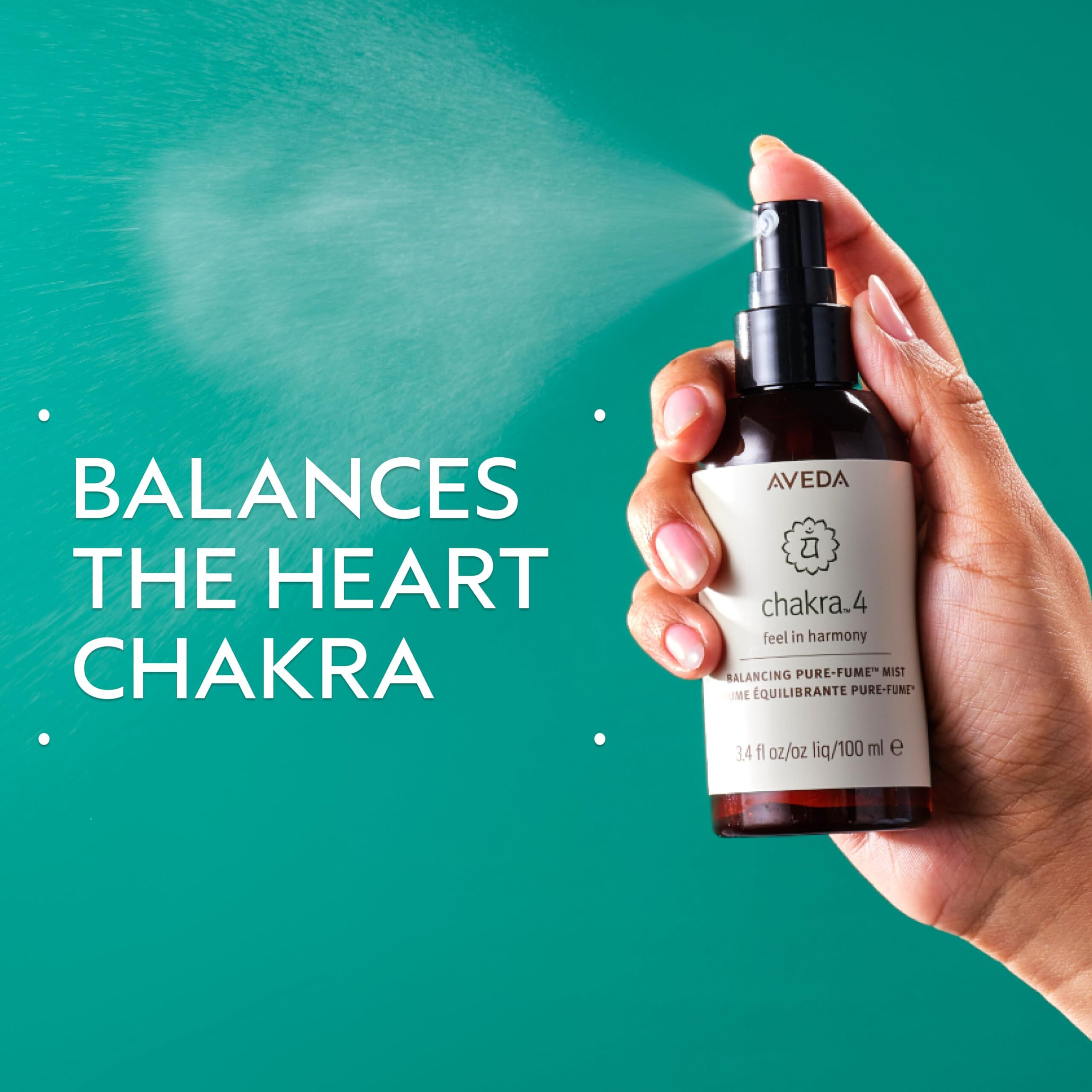 Aveda Chakra 4 Balancing Pure-Fume Mist Heart | Body & Room Spray | Balances Power Chakra | With Sandalwood, Organic Mandarin & Palmarosa, 3.4 Fl Oz