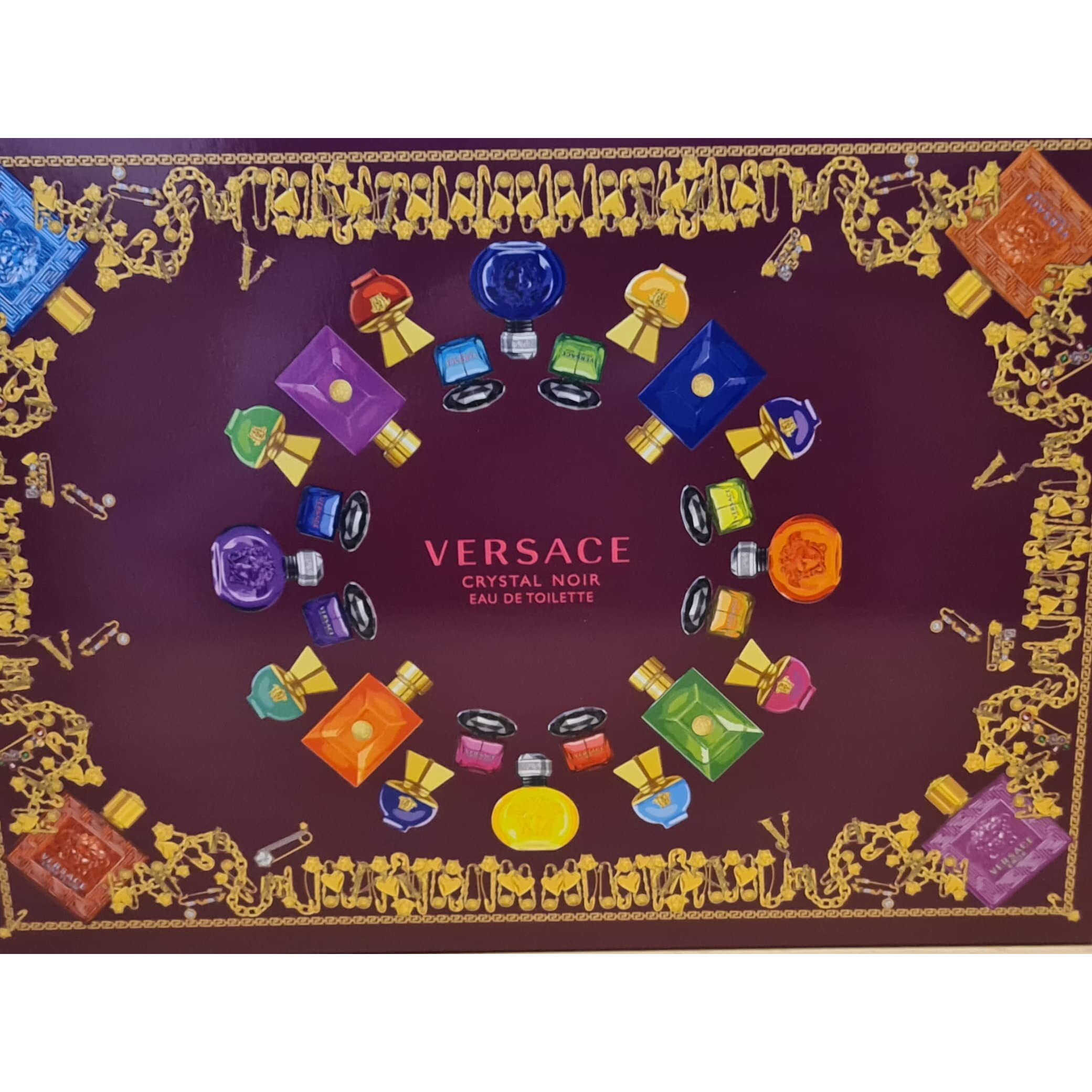 Versace Crystal Noir 4 Piece Gift Set For Women (3.0 Ounce Eau De Toilette Spray + 3.4 Ounce Body Lotion + 3.4 Ounce Shower Gel + 0.16 Ounce Eau De Parfum Spray)