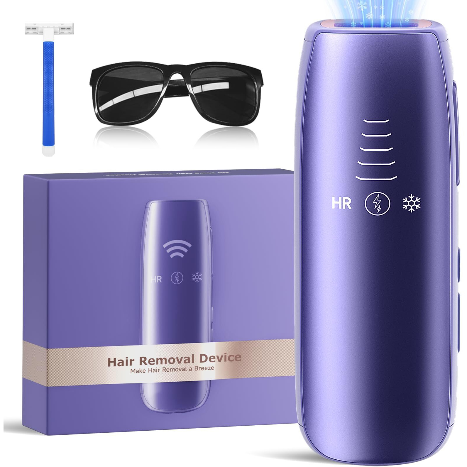Laser Hair Removal With 5 Ice Cooling, Painless Ipl Laser Hair Removal Device For Women & Men, 999,999 Flashes, 5 Levels, 2 Modes, Permanent At-Home Hair Removal For Face & Body, With 3 In 1 Set