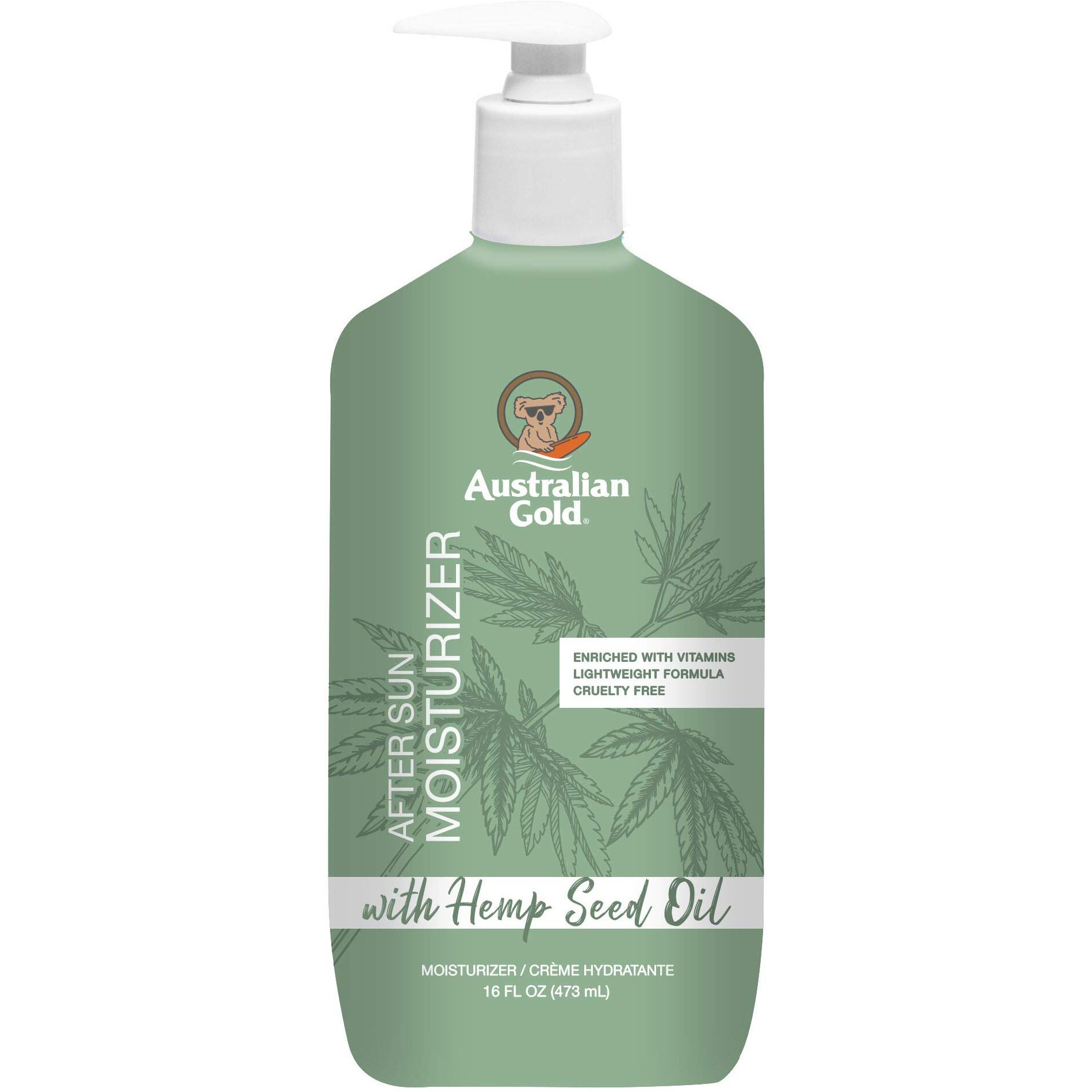 Australian Gold After Sun Moisturizing Lotion With Hemp Seed Oil, Enriched With Caffeine, Vitamin Blend, Dye Free, Vegan & Peta Approved, 16 Ounces