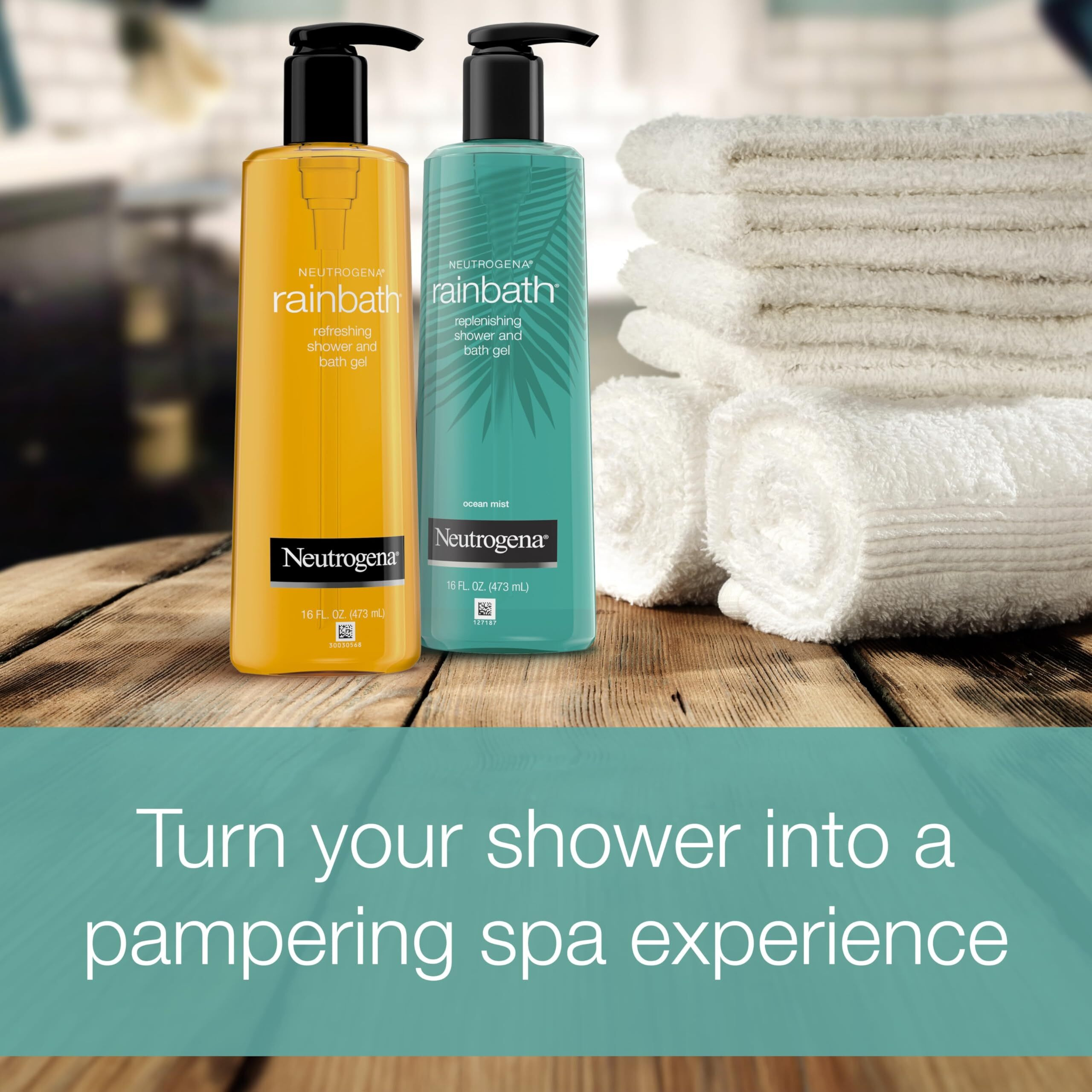 Neutrogena Rainbath Refreshing & Cleansing Shower & Bath Gel, Moisturizing Daily Body Wash & Shaving Gel For Soft Skin, Two Pack Including Ocean Mist & Original Scents, 16 Fl. Oz, 2 Pack