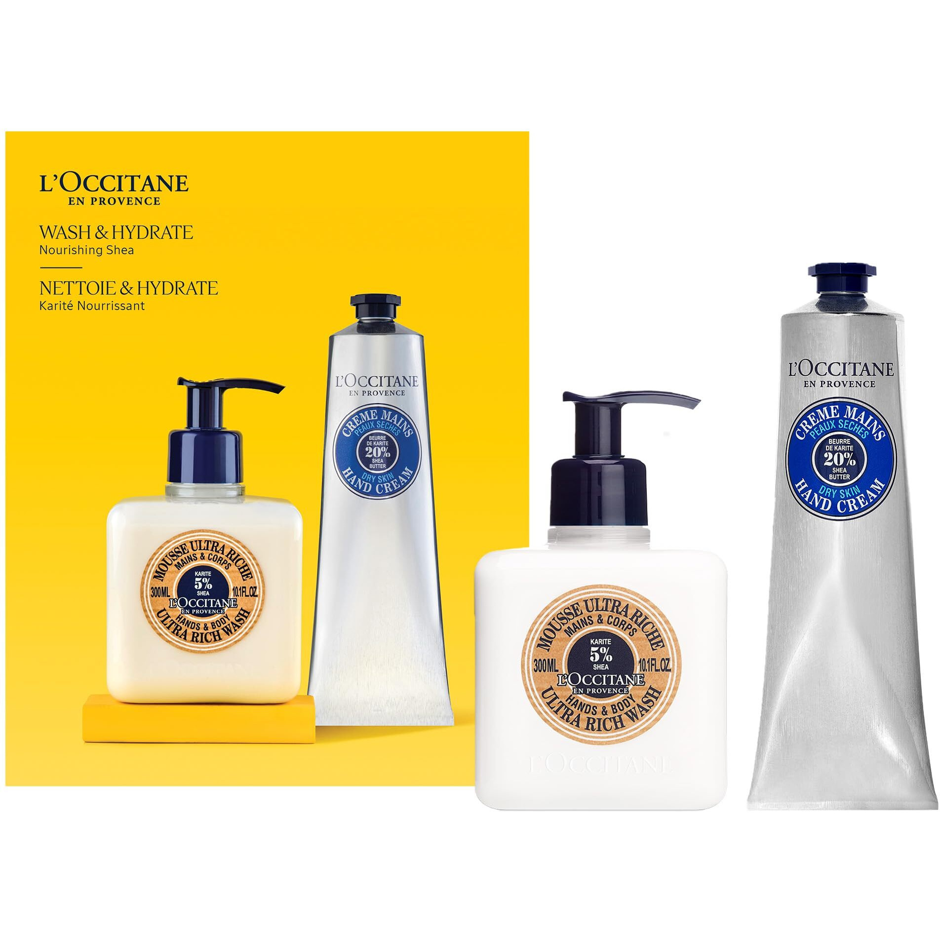 L'Occitane Wash & Hydrate 2-Piece Hands & Body Care Set, Includes Shea Hand Cream And Shea Ultra Rich Wash