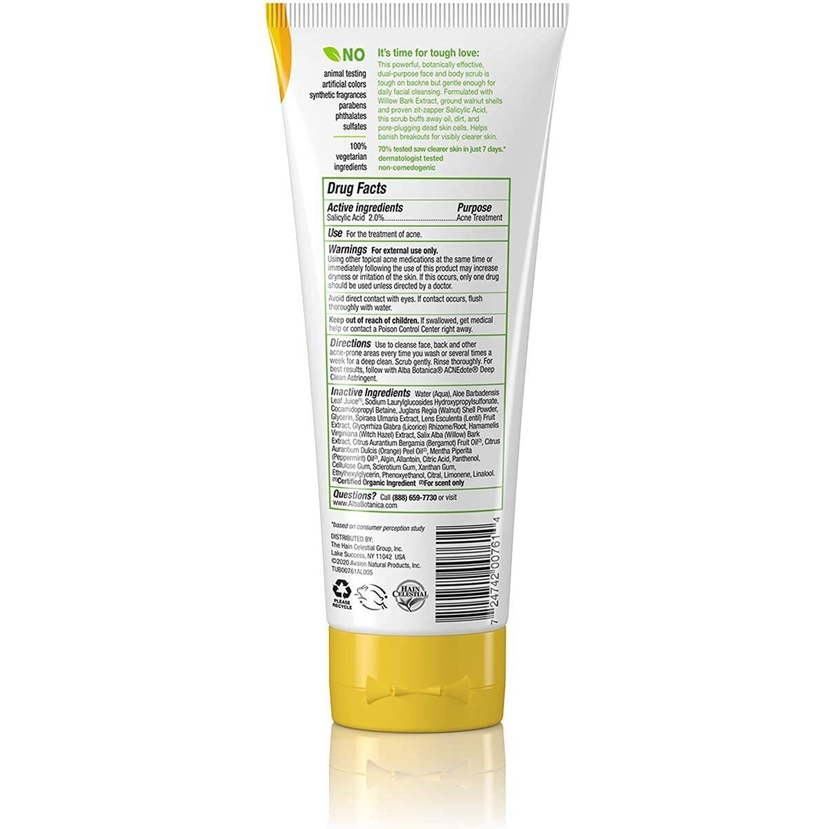 Alba Botanica Acnedote Face & Body Scrub, 8 Ounces Tube (Pack Of 4)