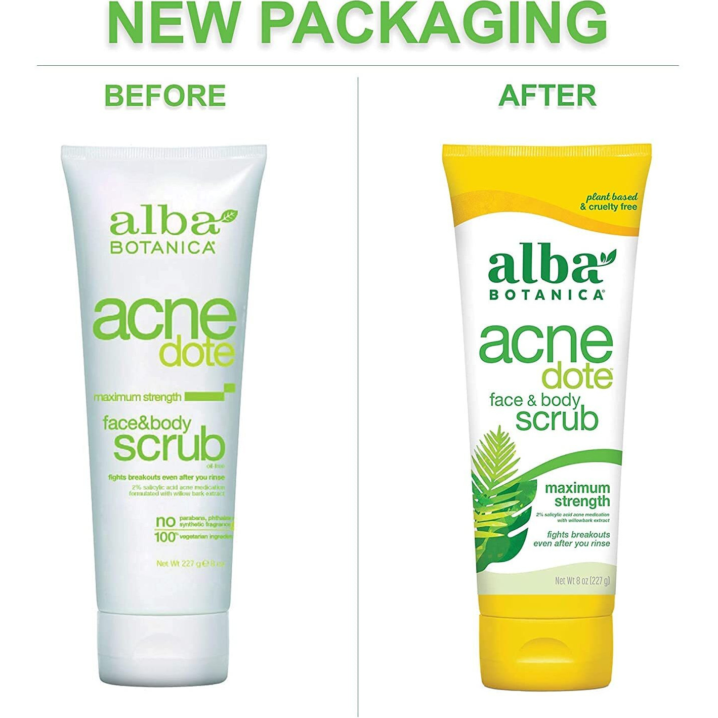 Alba Botanica Acnedote Face & Body Scrub, 8 Ounces Tube (Pack Of 4)