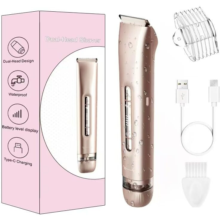 Tangting Phoenix 2-In-1 Electric Shaver & Bikini Trimmer For Women - Painless Electric Razor For Face,Body & Intimate Areas,Cordless Wet/Dry Shaver With Dual Blades,Waterproof For Shower&Travel(Gold)