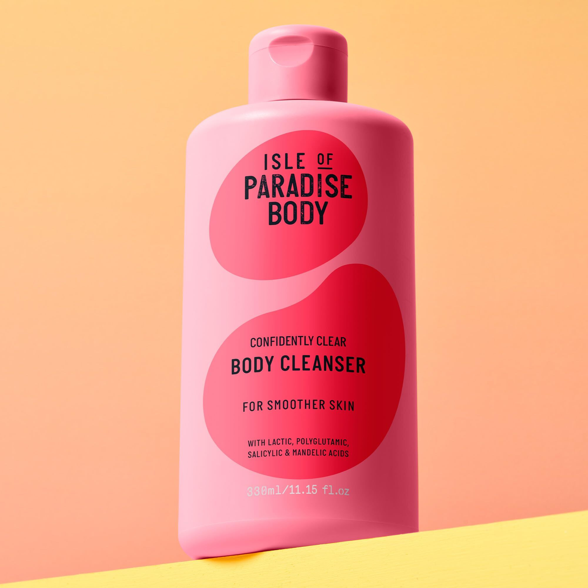 Isle Of Paradise Confidently Clear Body Cleanser - For Clearer, Smoother Skin - Acne Body Wash With Lactic, Polyglutamic, Salicylic, And Mandelic Acids - Hydrates And Reduces Body Acne - 11.15 Fl. Oz
