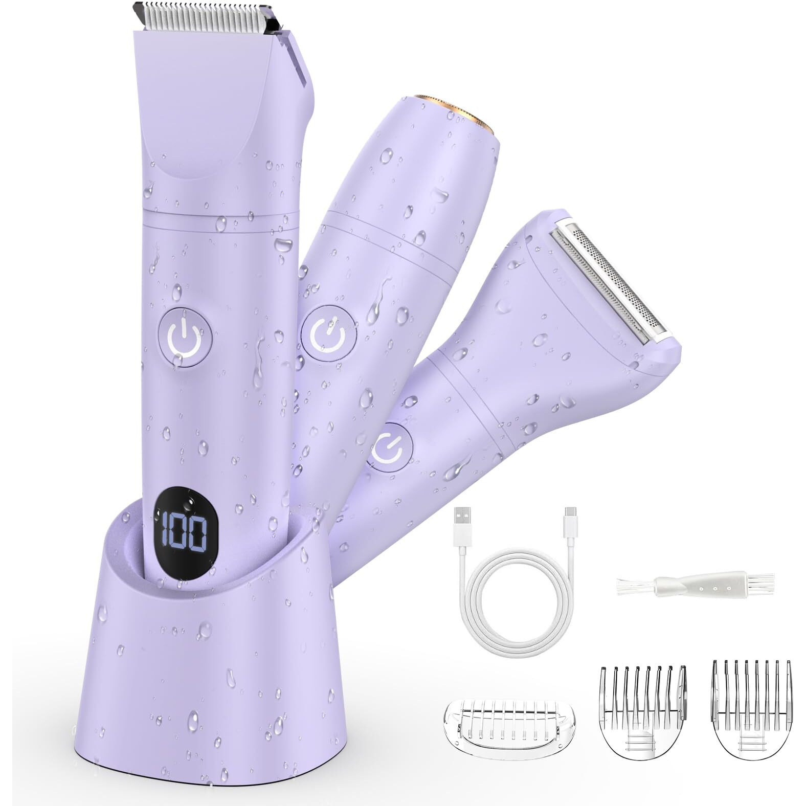 Bikini Trimmer Electric Razors For Women,3 In 1 Body Hair Removal Kit For Face,Pubic,Arm, Leg, Armpit, Bikini Trimmer,Painless Ipx6 Waterproof Rechargeable Portable Lady Shavers Wet & Dry Gifts