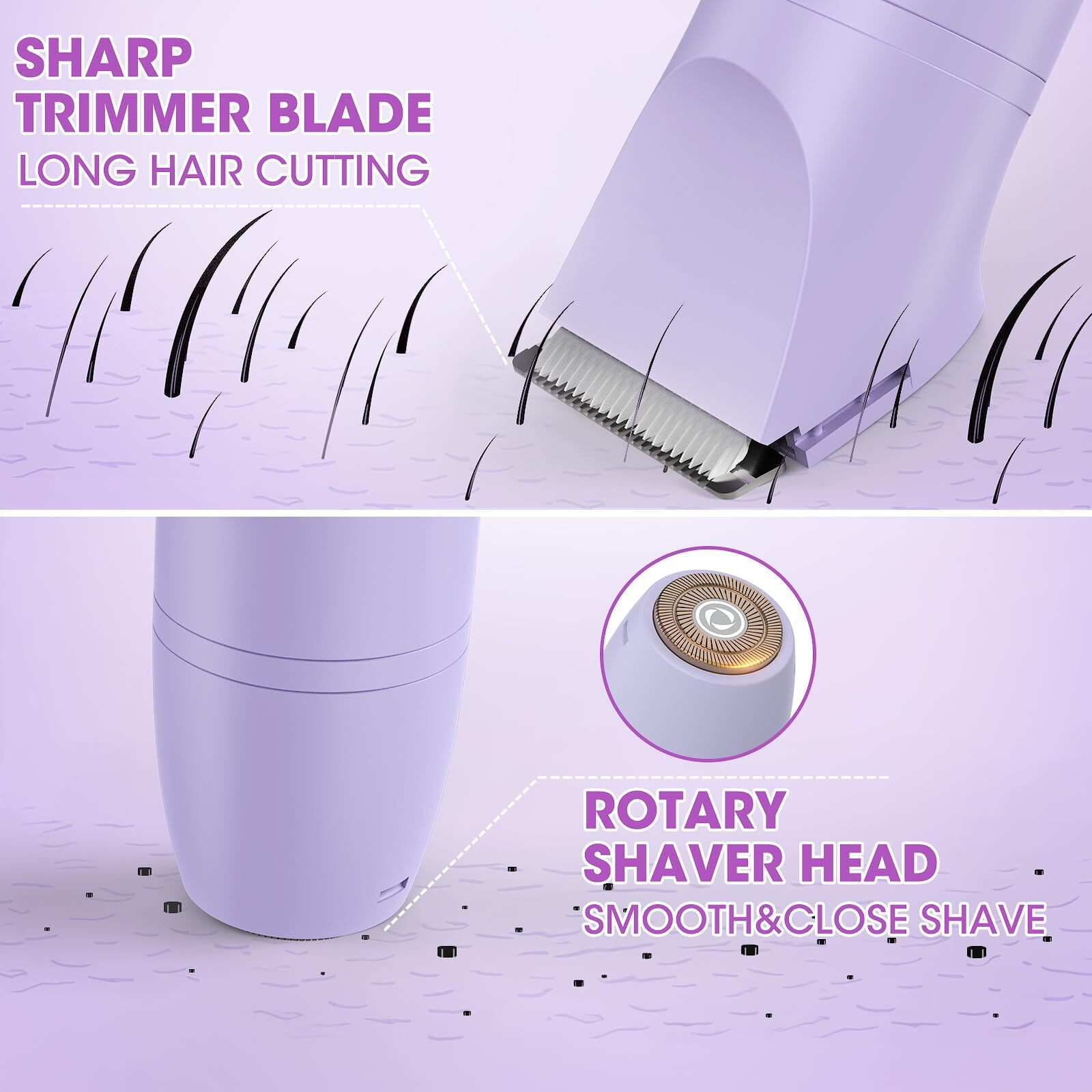 Bikini Trimmer Electric Razors For Women,3 In 1 Body Hair Removal Kit For Face,Pubic,Arm, Leg, Armpit, Bikini Trimmer,Painless Ipx6 Waterproof Rechargeable Portable Lady Shavers Wet & Dry Gifts