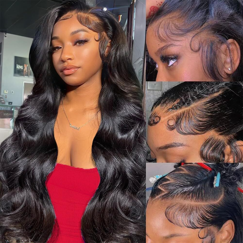 Gurxen 360 Body Wave Lace Front Wigs Human Hair Pre Plucked 360 Hd Full Lace Frontal Human Hair Wig Transparent Lace Front Wig For Women With Baby Hair 34Inch