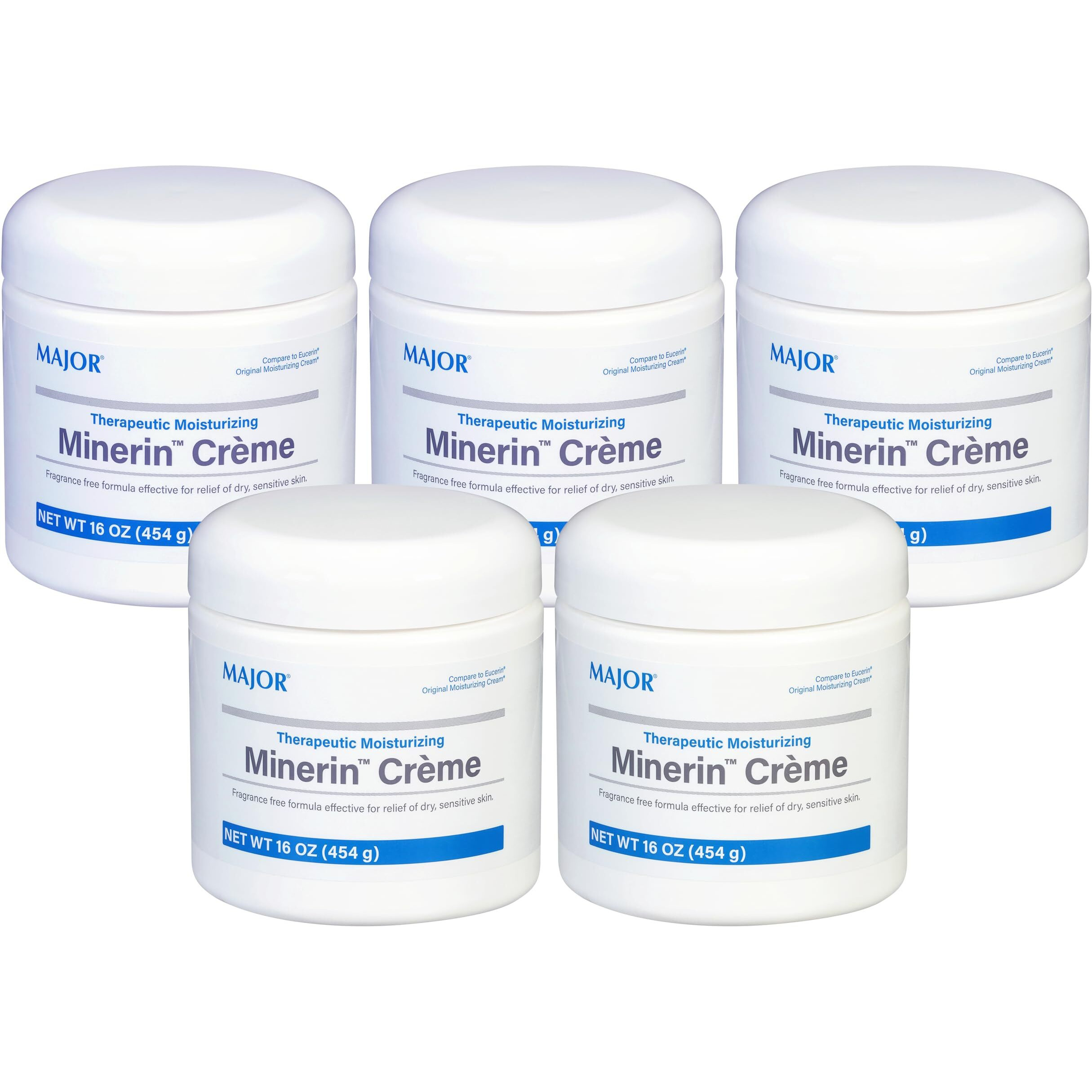 Major Therapeutic Moisturizing Minerin Cr  Me - Body Cream Moisturizer For Dry Skin - Fragrance-Free - 16 Oz. (5 Pack)