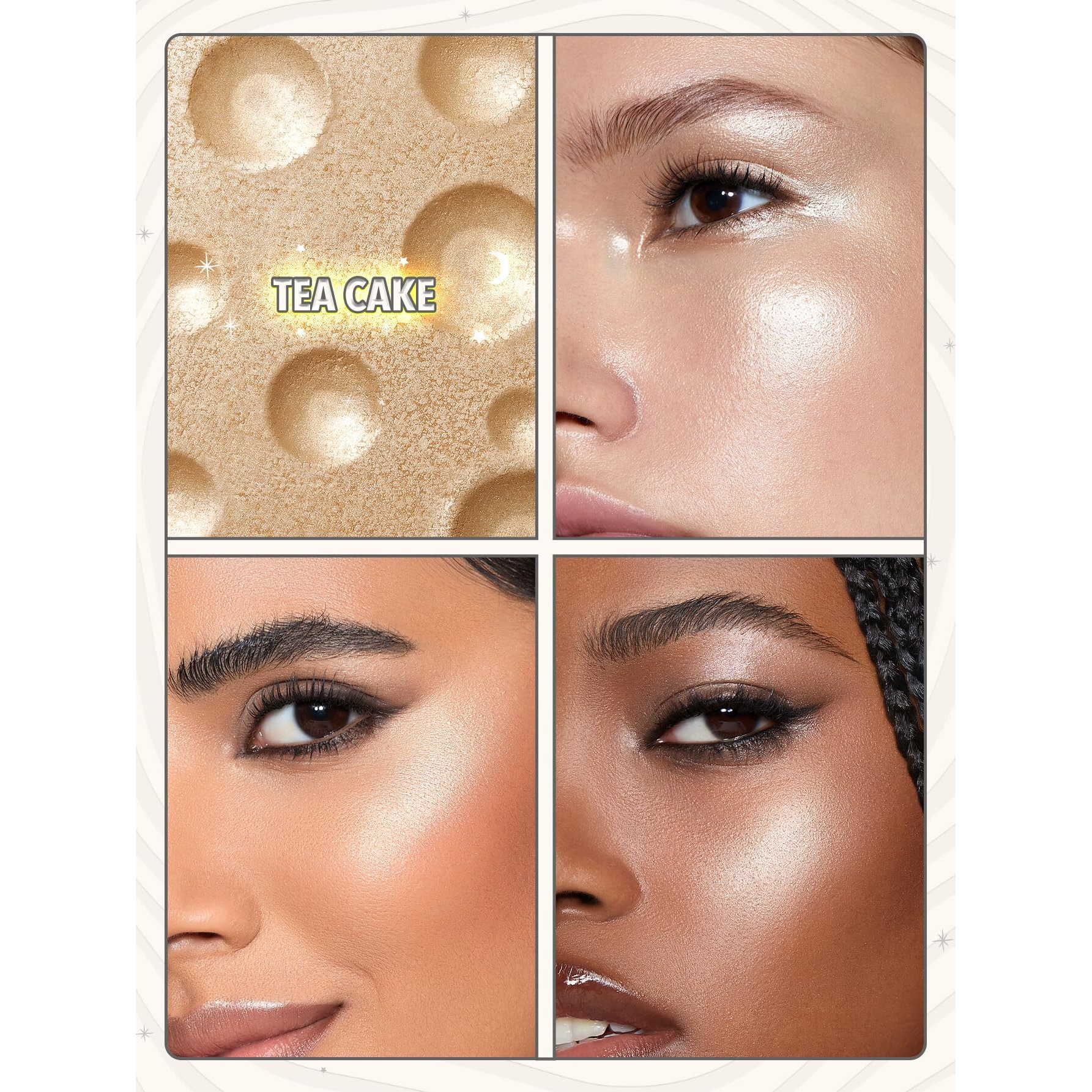 Sheglam Lunar Glow Highlighter Face Highlighter Multichrome Glitter Shimmer Highlighter Makeup Eye Face Body Highlighter Illuminator, Silky Creamy Eyeshadow-Tea Cake