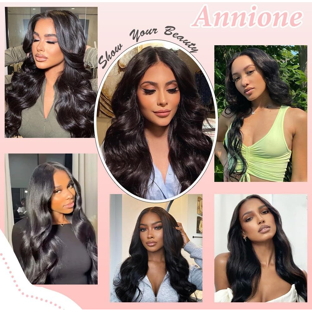 32 Inch 13X6 Lace Front Wigs Human Hair 200% Density Real Human Hair Wig Body Wave Hd Lace Frontal Wigs Pre Plucked Transparent Lace Natural Black For Women