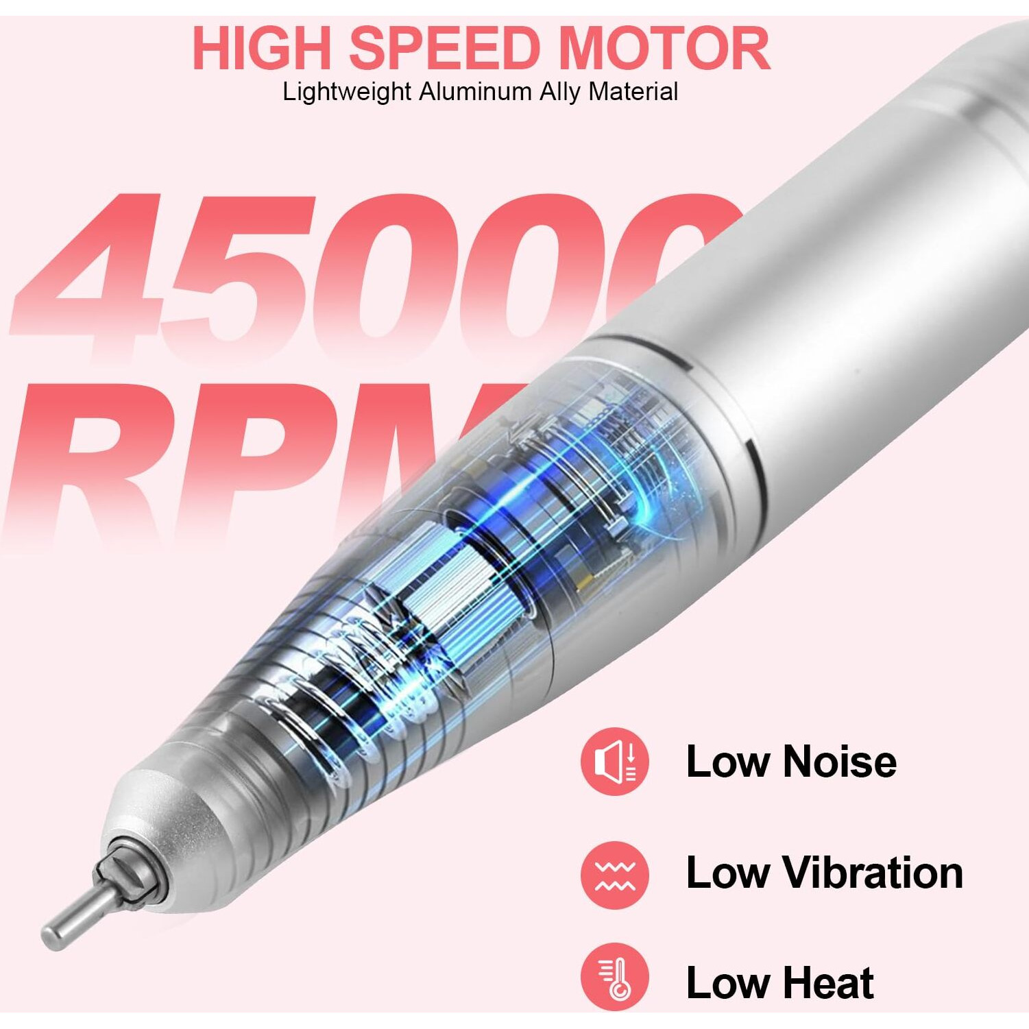 Electric 45000Rpm Nail Drill Machine Rechargeable Portable Nail File Electric Diy Nail Drill Kit With Smart Lcd Screen For Gel Nail Manicure And Pedicure Reflective Body Etc (Grey)