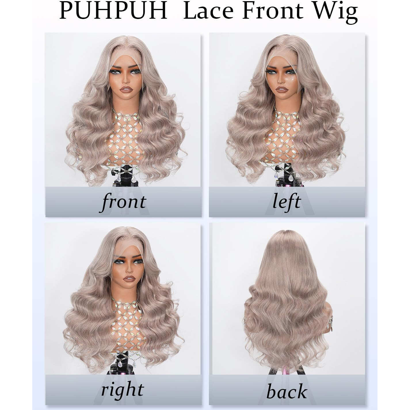 Puhpuh Ash Blonde Lace Front Wig Human Hair 200% Density 13X6 Full Frontal Hd Transparent Lace Wigs Pre Plucked Body Wave Hd Transparent Lace Front Wig For Black Women Bleached Knots 22 Inch