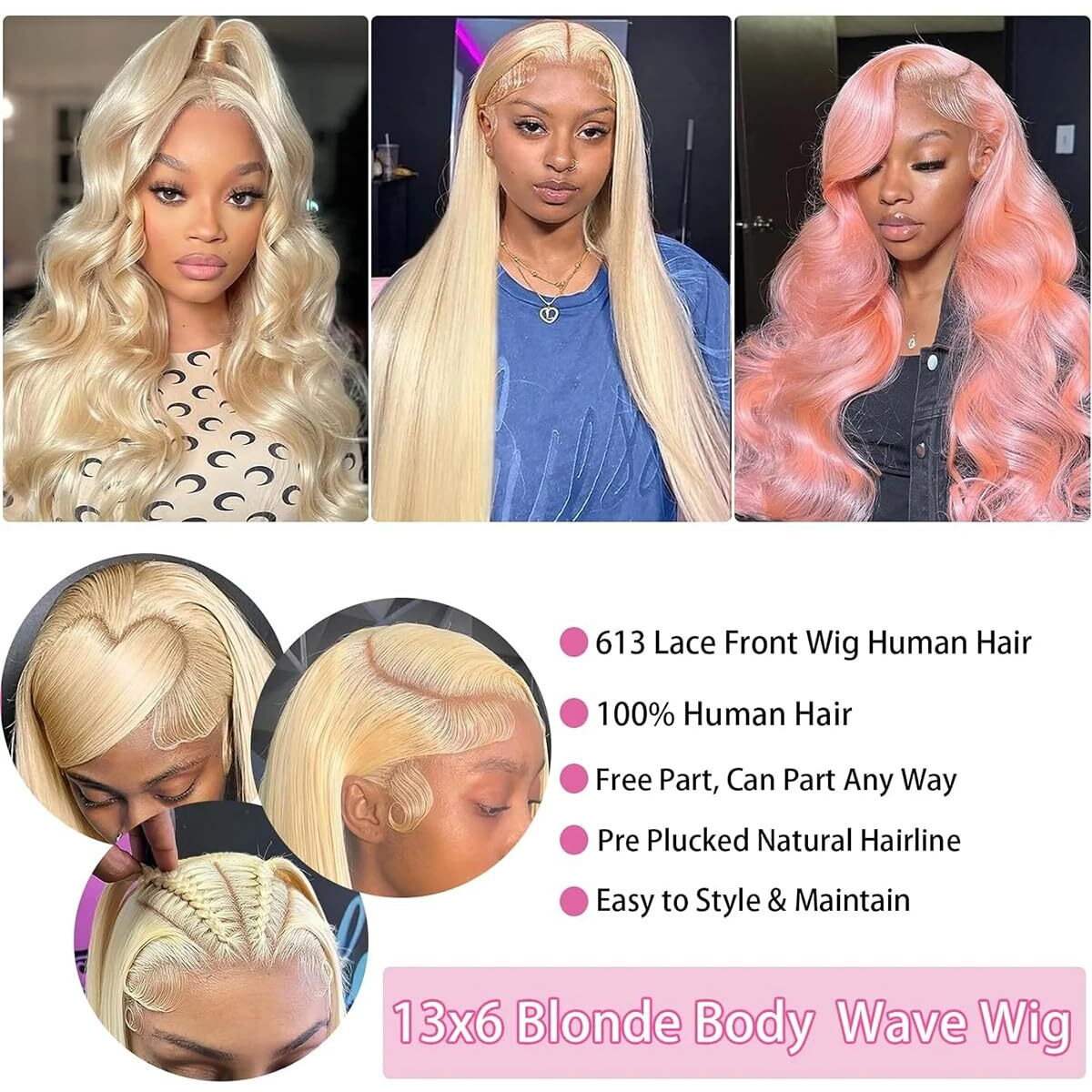 Jewhaut 613 13X6 Lace Front Wig Human Hair Body Wave Blonde Wig Human Hair 613 Hd Transparent Lace Frontal Wigs Human Hair Pre Plucked 18 Inch