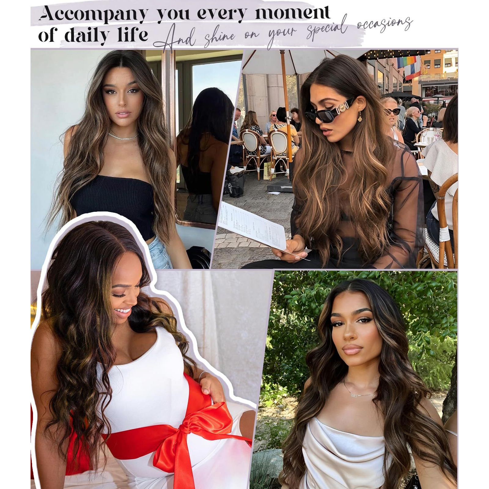 Sisicloud 13X4 Synthetic Lace Front Wig Long Wavy Dark Brown Wig With Realistic Hairline 26 Inch Pre Plucked Body Wave Lace Wig For Daily Party Use