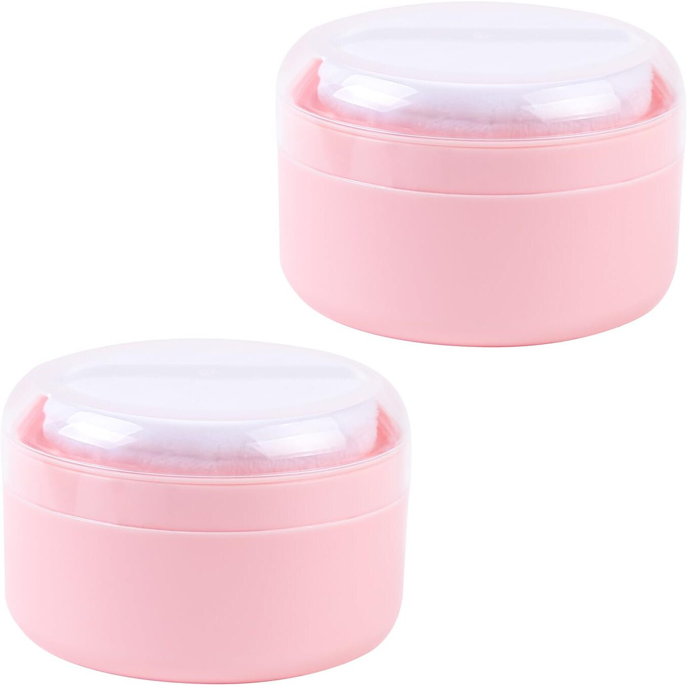 Asunfo 2 Pcs Large Body Powder Puff And Container With Sifter Baby After-Bath Empty Powder Puffs Case Talcum Powder Box For Women Beach Travel Home Pink